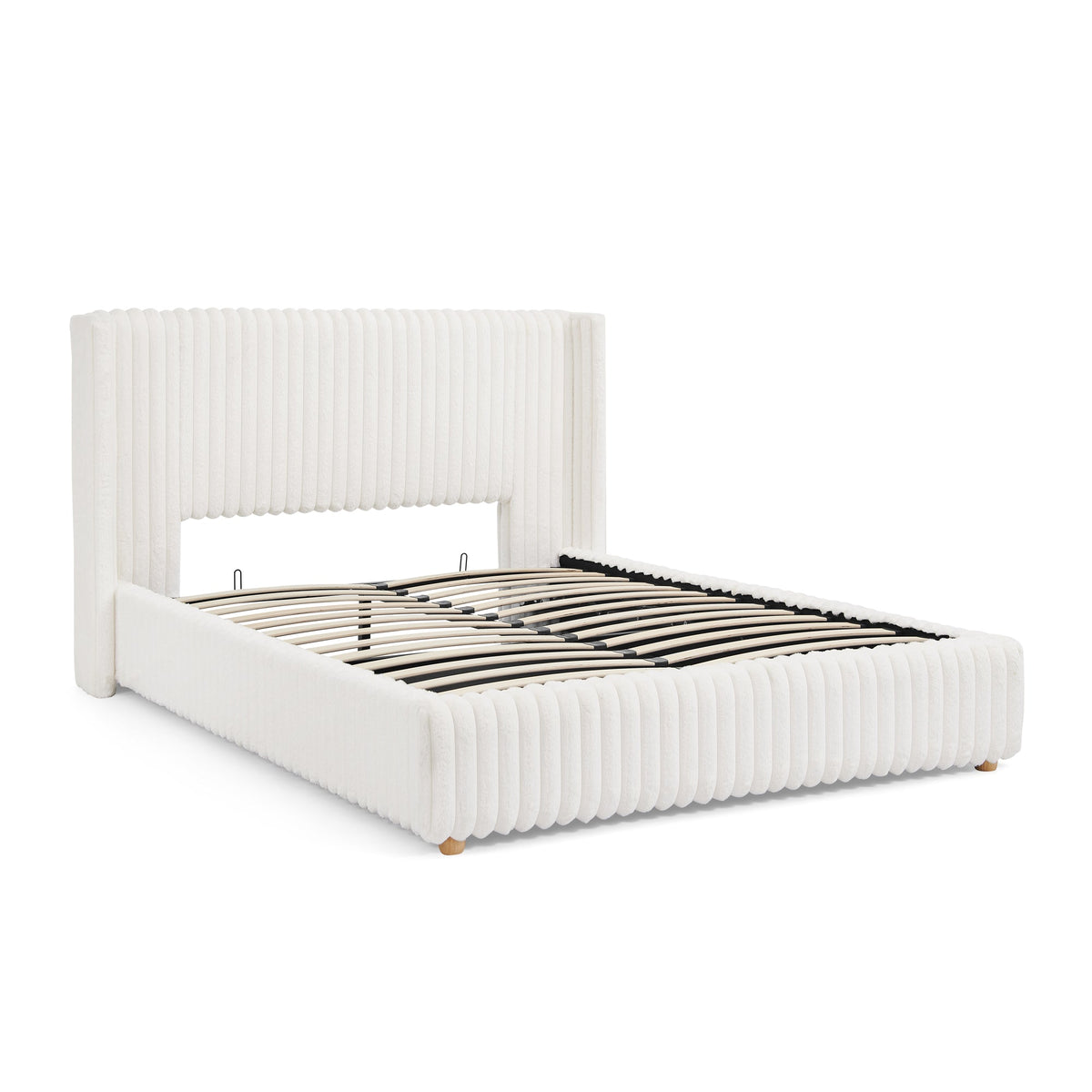 Queen Functional Vertical Striped Bed with Gas Lift Storage