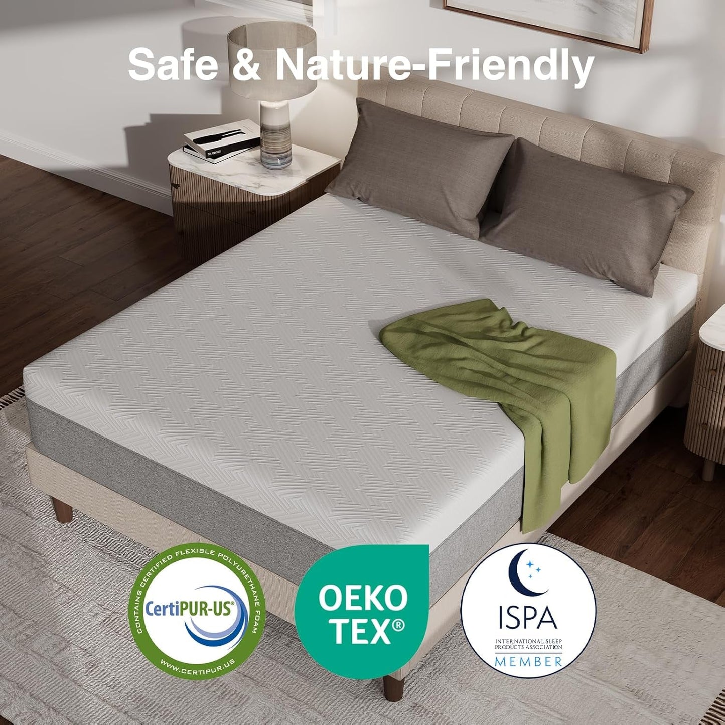 12 Inch King Gel Memory Foam Mattress CertipurUS Certified