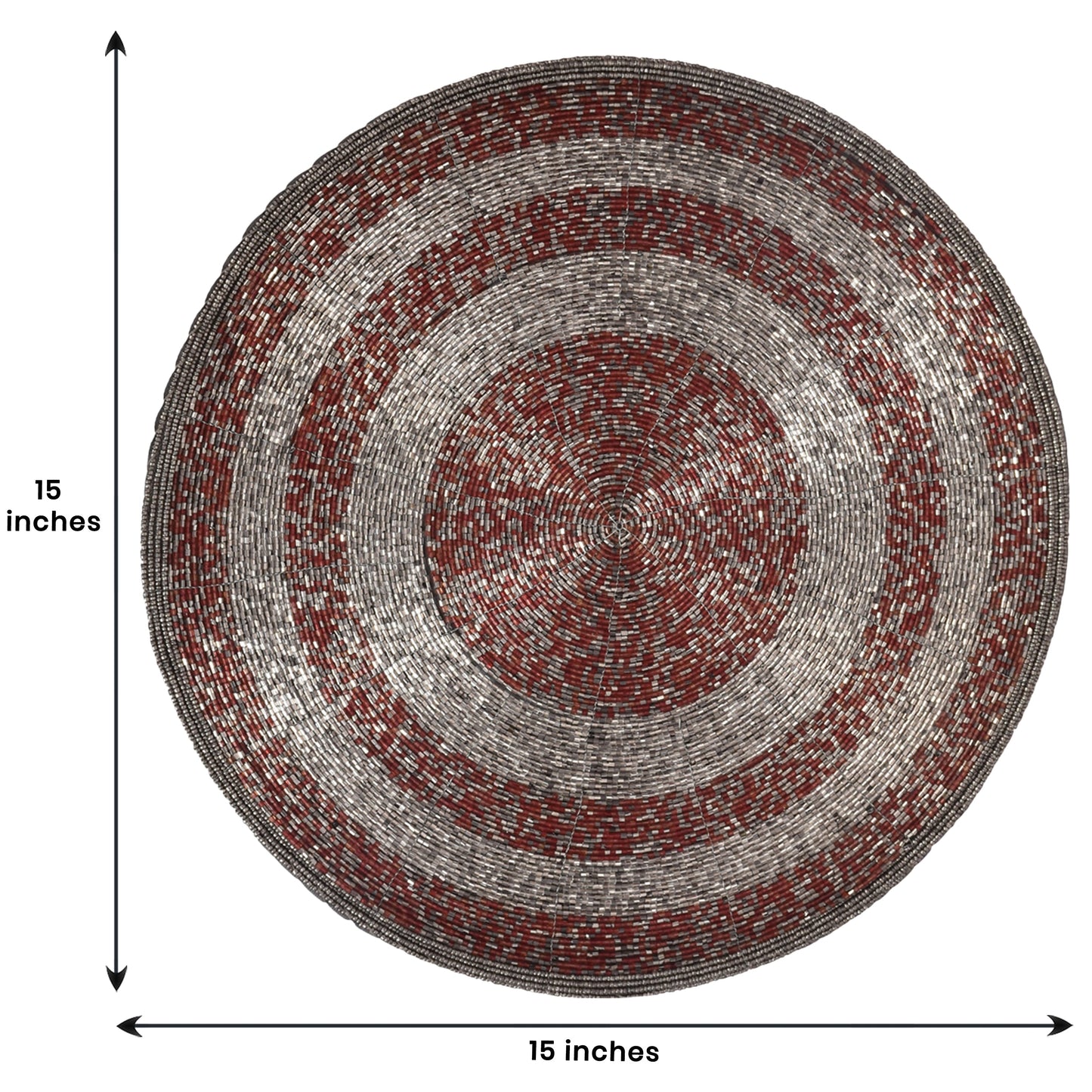 Beaded Placemats – Round Handmade Placemats with Embroidered Glass Beads | 14 Inch