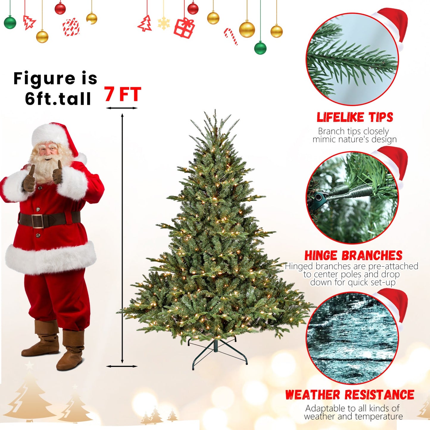 6FT Full-Shape Christmas Tree with 500 UL Lights