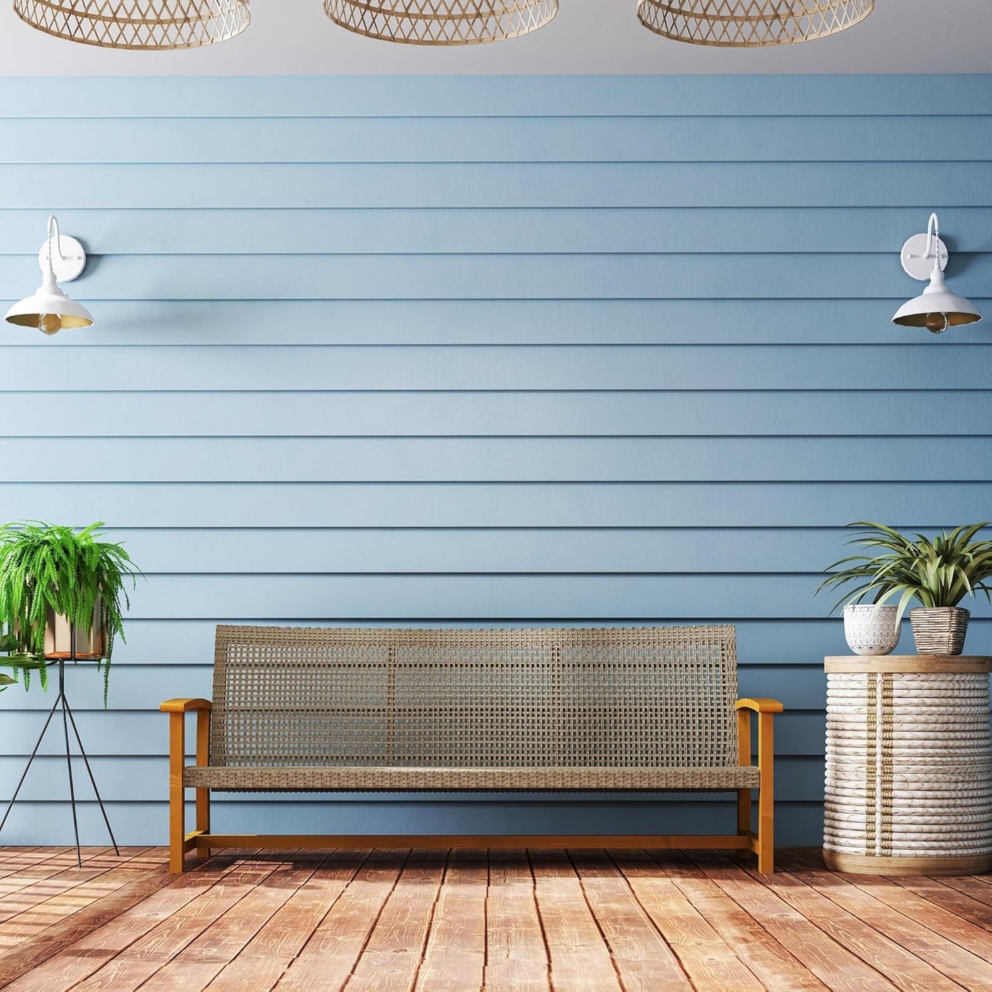 Spacious Wicker Outdoor Couch for Three Comfortable Seats