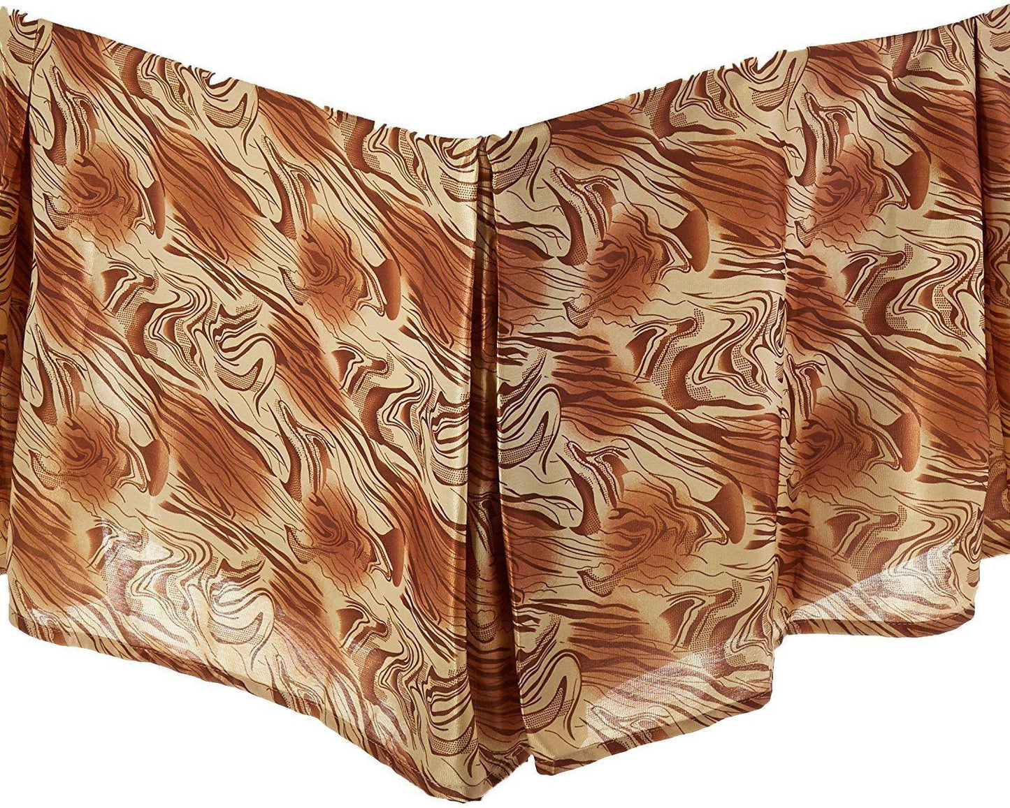 DaDa Bedding Floral Gold & Bronze Brown Dust Ruffle Pleated Bed Skirt - 14" Drop (BS-BM6169L-1)