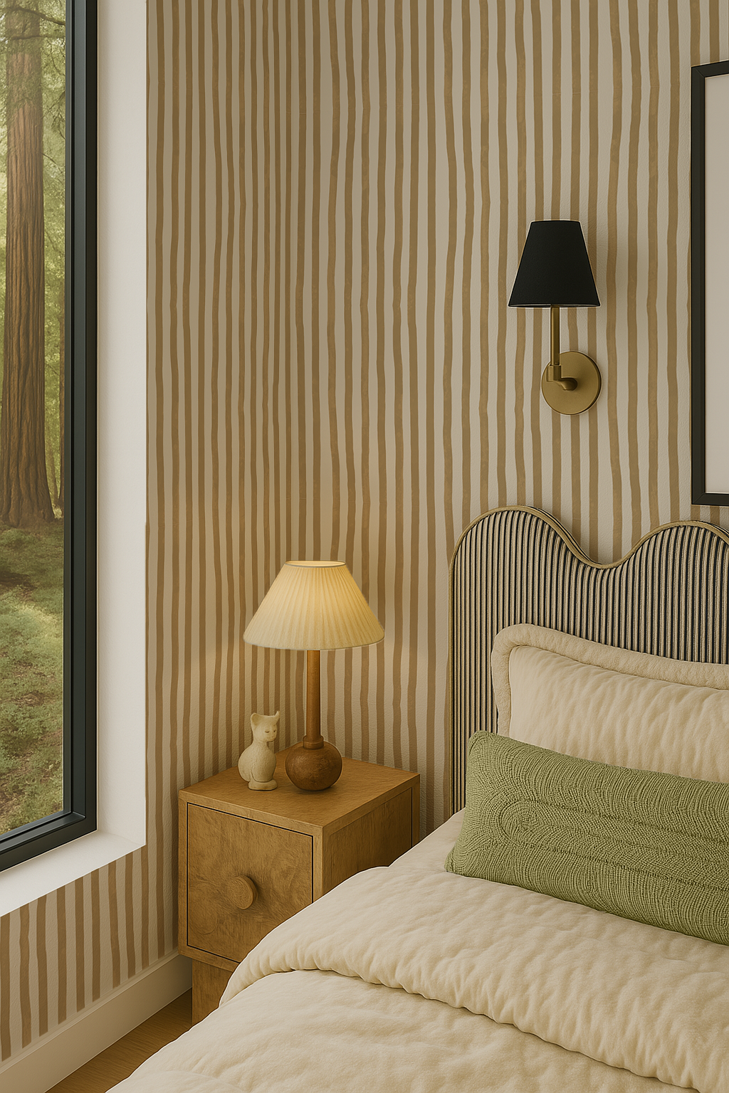 Dolce Stripe Wallpaper, off-white and butter yellow