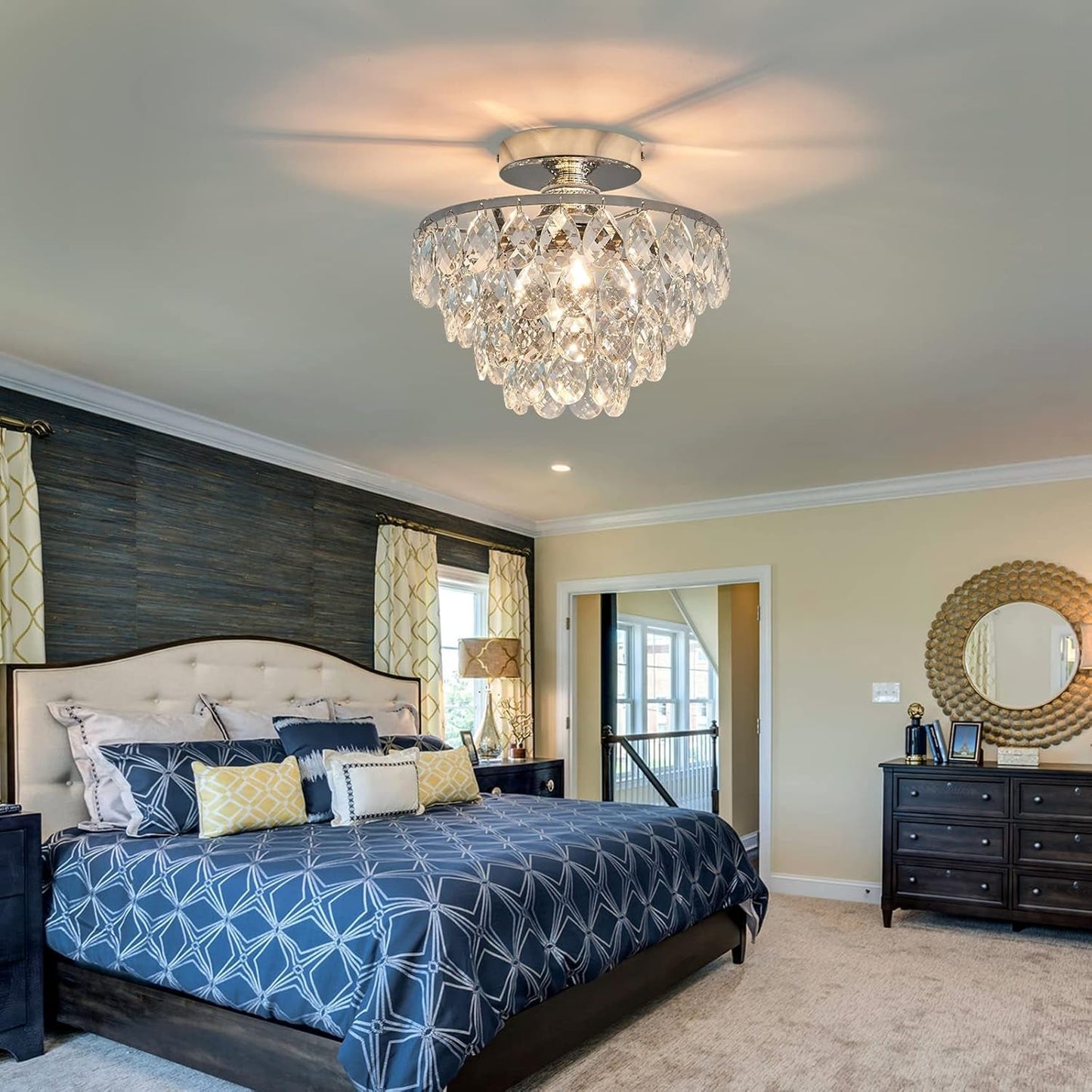 Crystal Chandelier Ceiling Light E26 Chrome Fixture