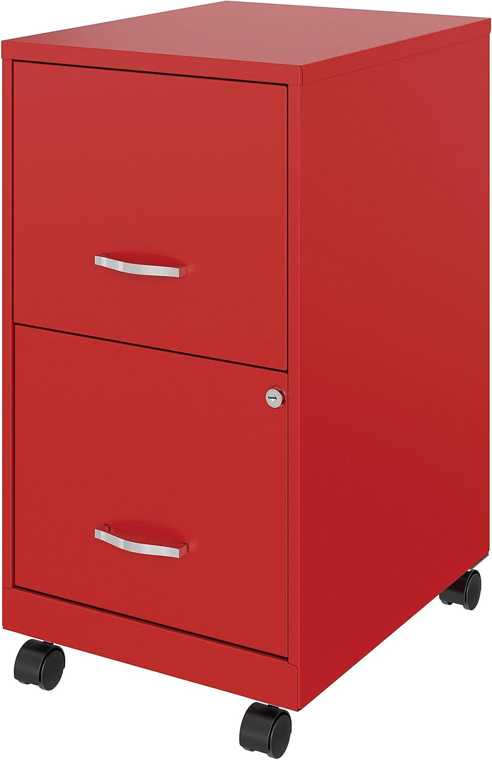 Red Mobile File Cabinet With 2 Locking Drawers 18 Inch