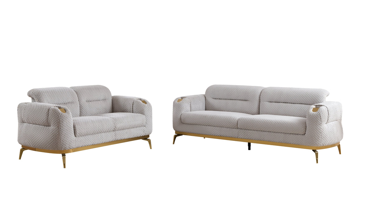 Zoe Modern Style 2PC Living Room Set (Sofa + Loveseat)