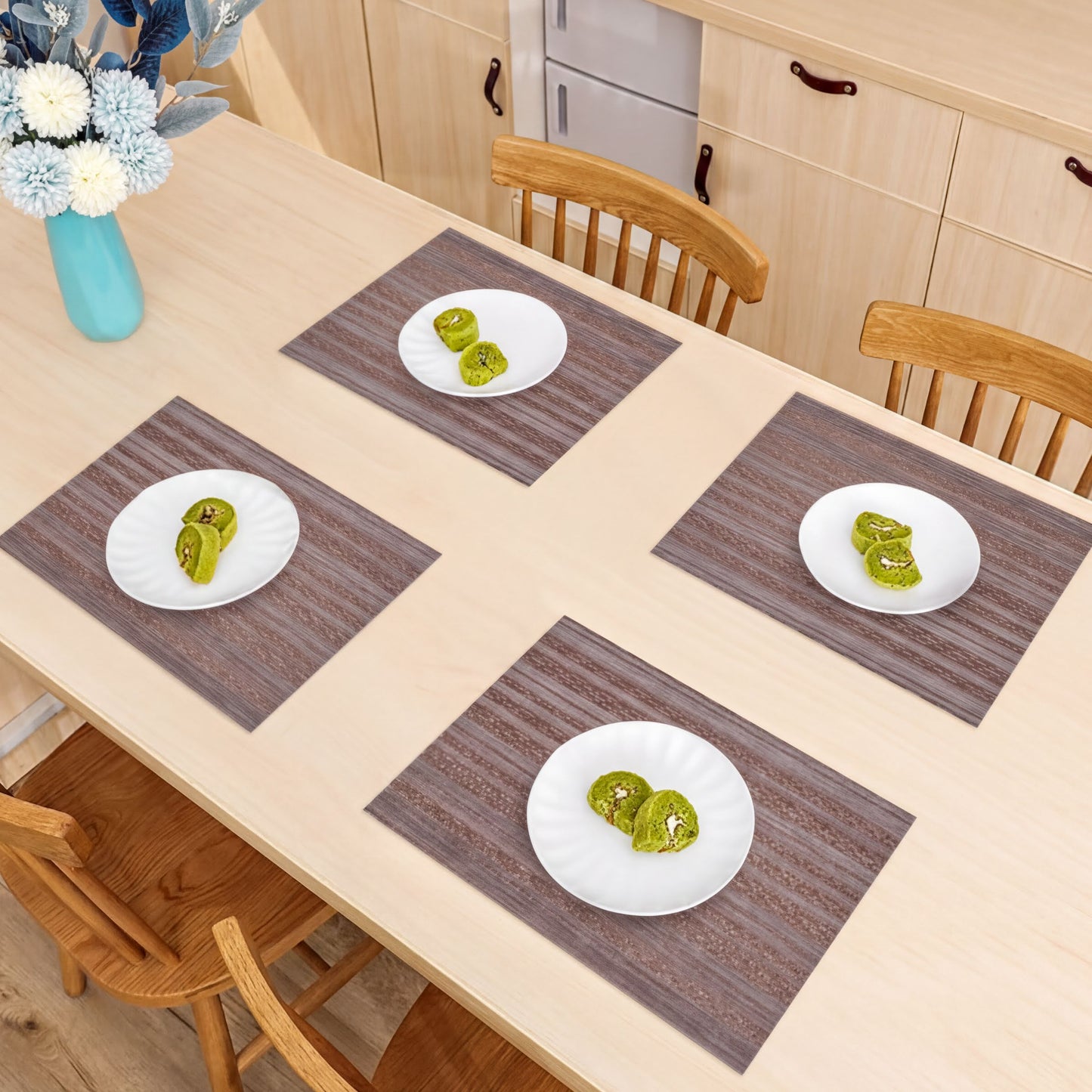 PVC Placemats – Brown Dining Table Mats | Non Slip, Heat Resistant & Waterproof