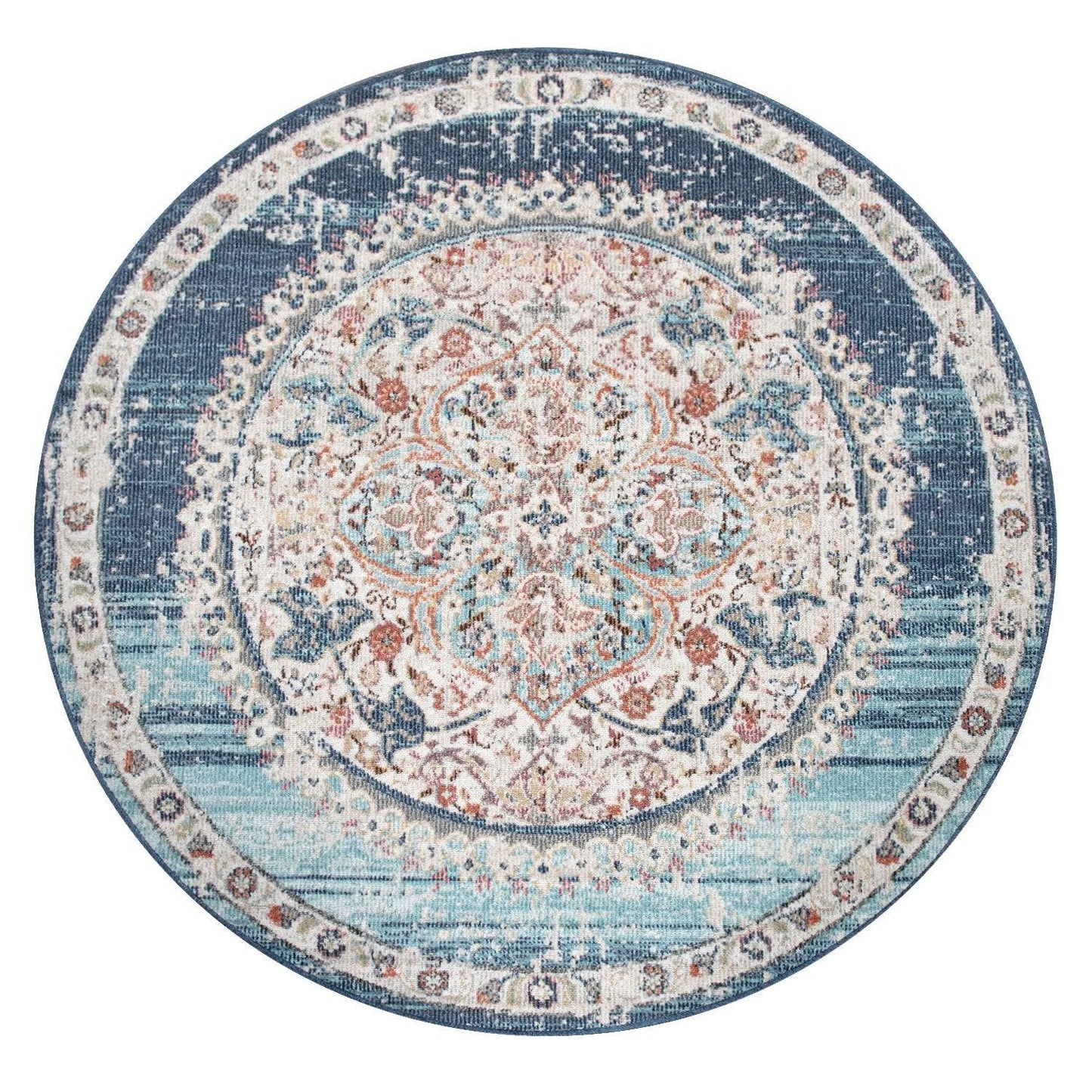 Blue Red Indoor & Outdoor Rug For Balcony Oriental Pattern