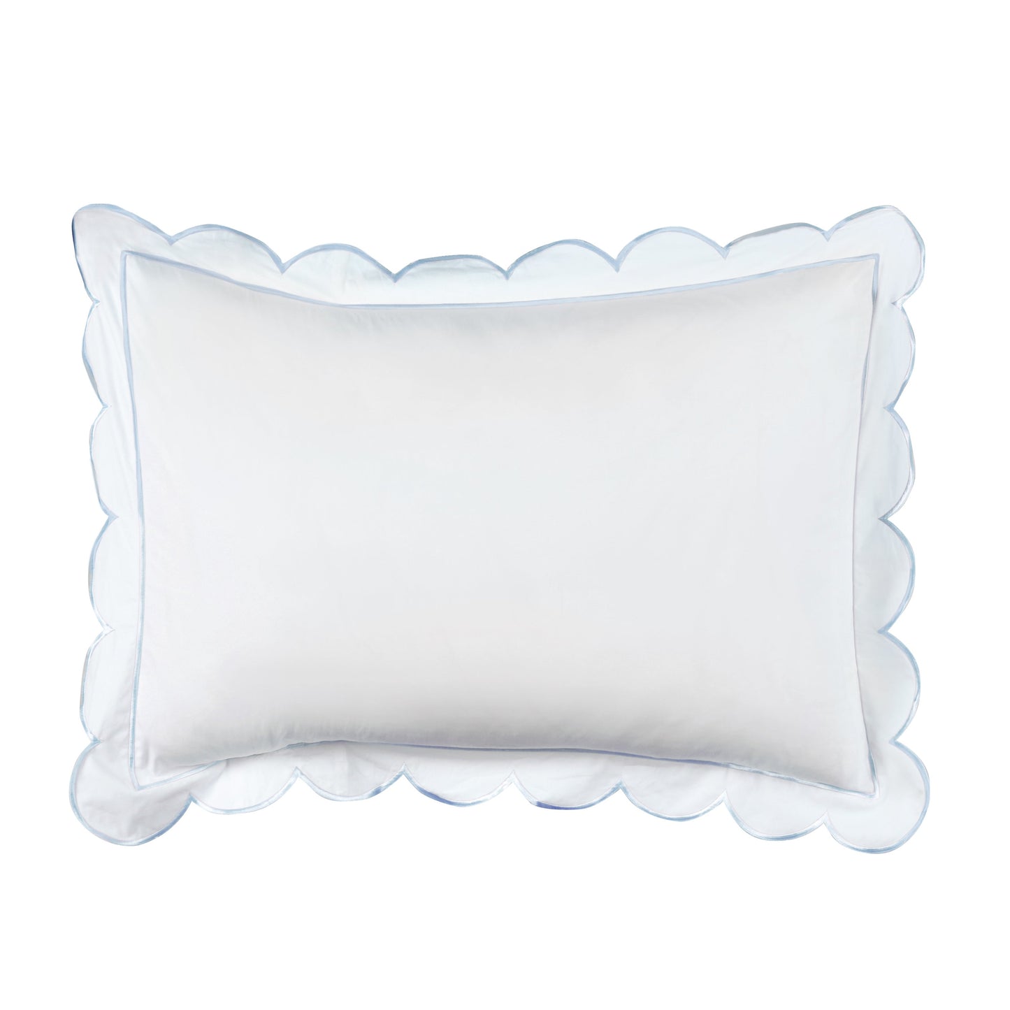 Scallop Frame Embroidered Cotton Percale Duvet Set
