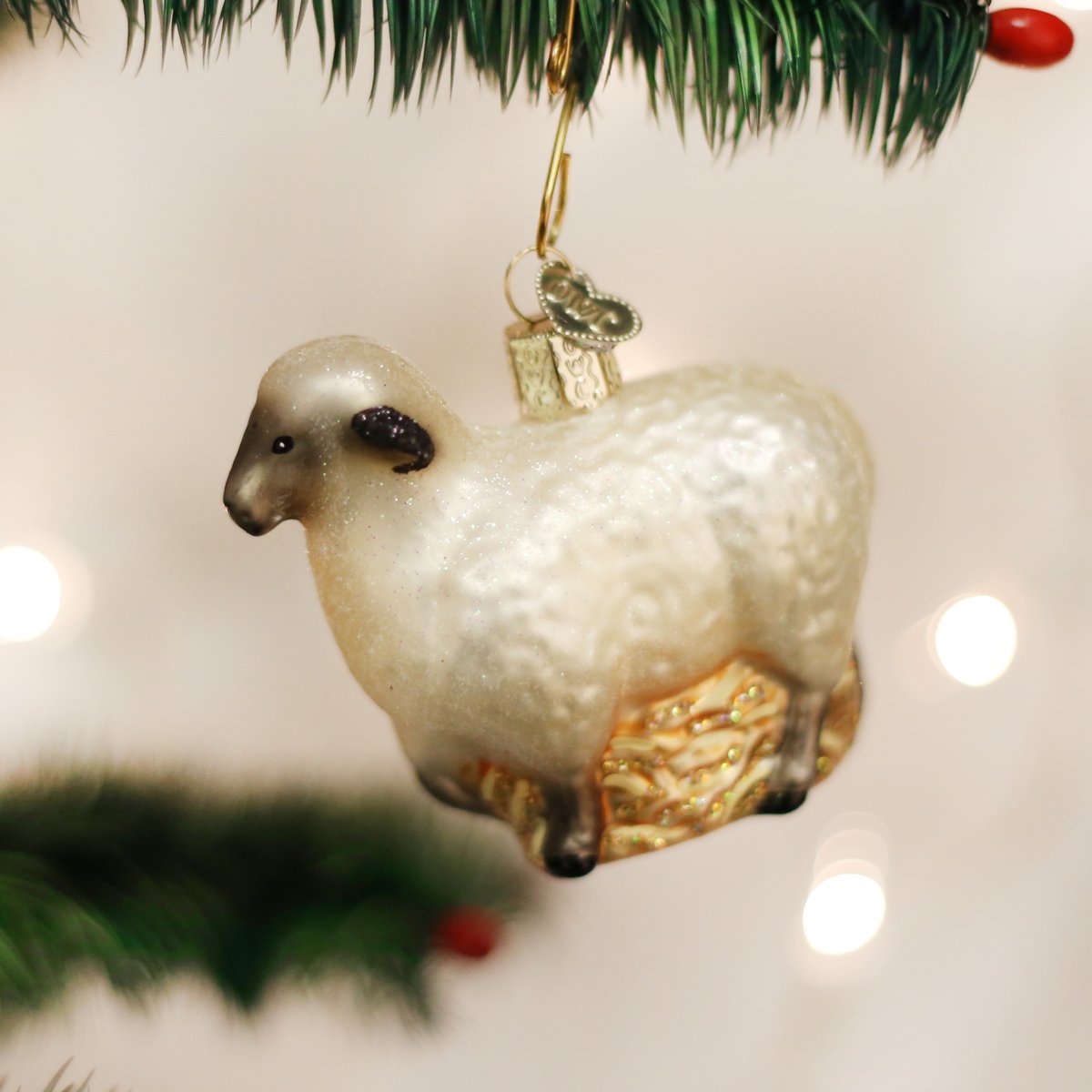 Old World Christmas Sheep Glass Ornament