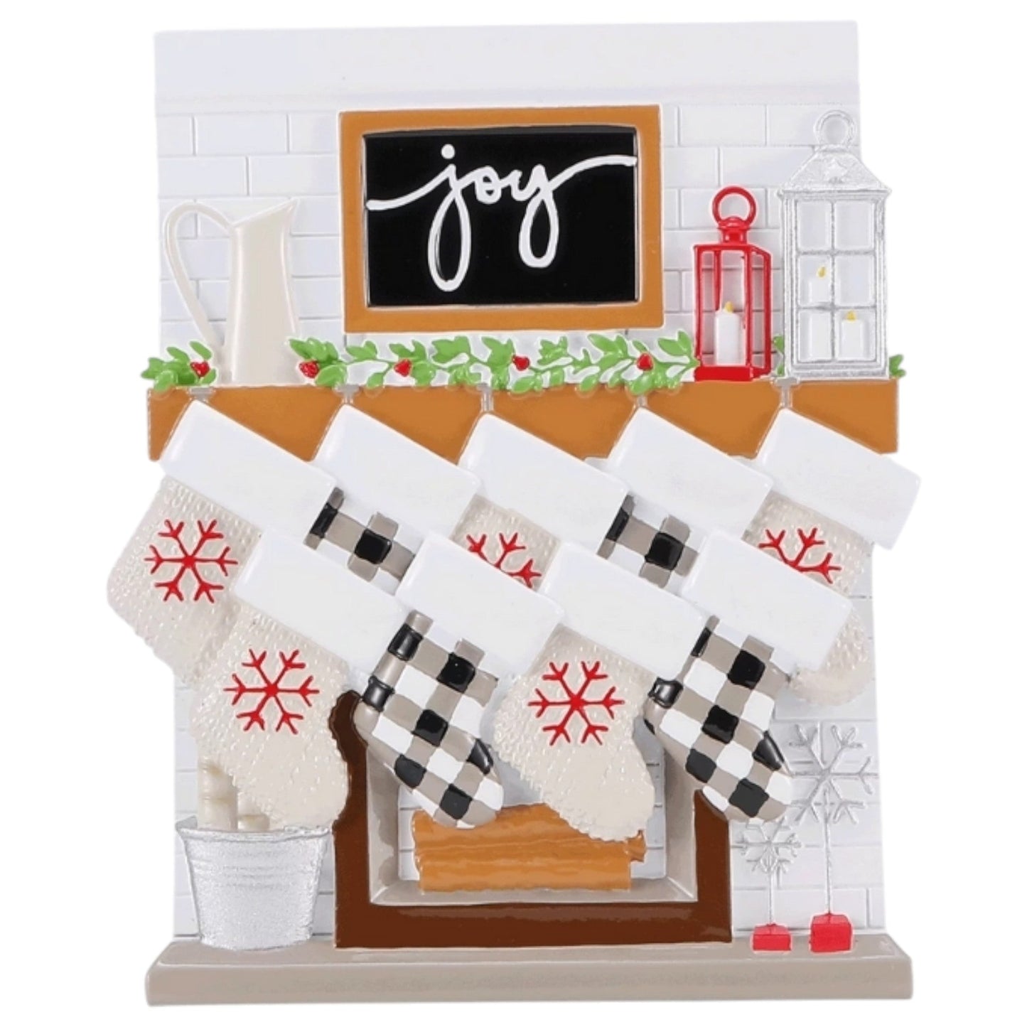 Fireplace Mantle Family of 9 Ornament