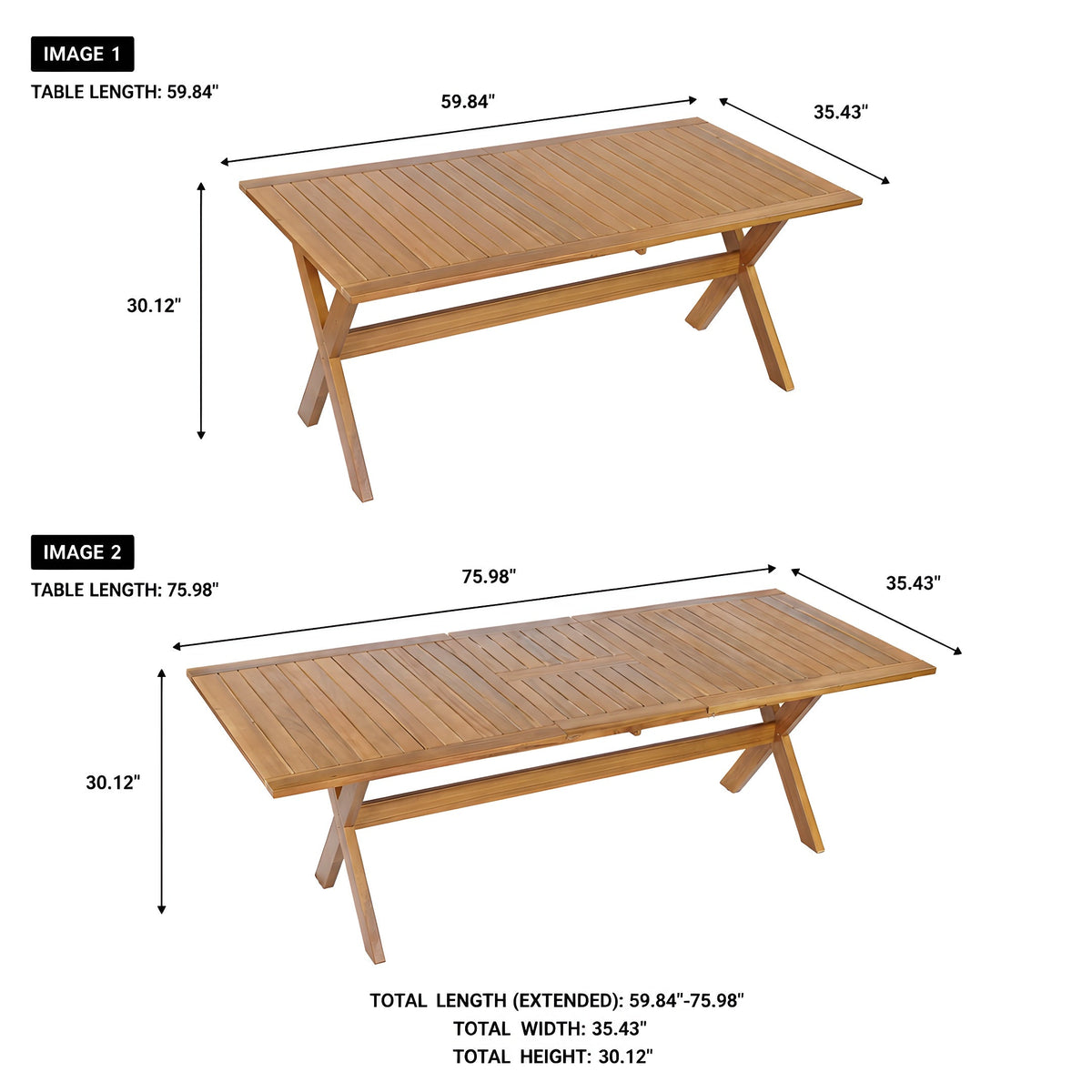 7 Piece Acacia Wood Outdoor Dining Set