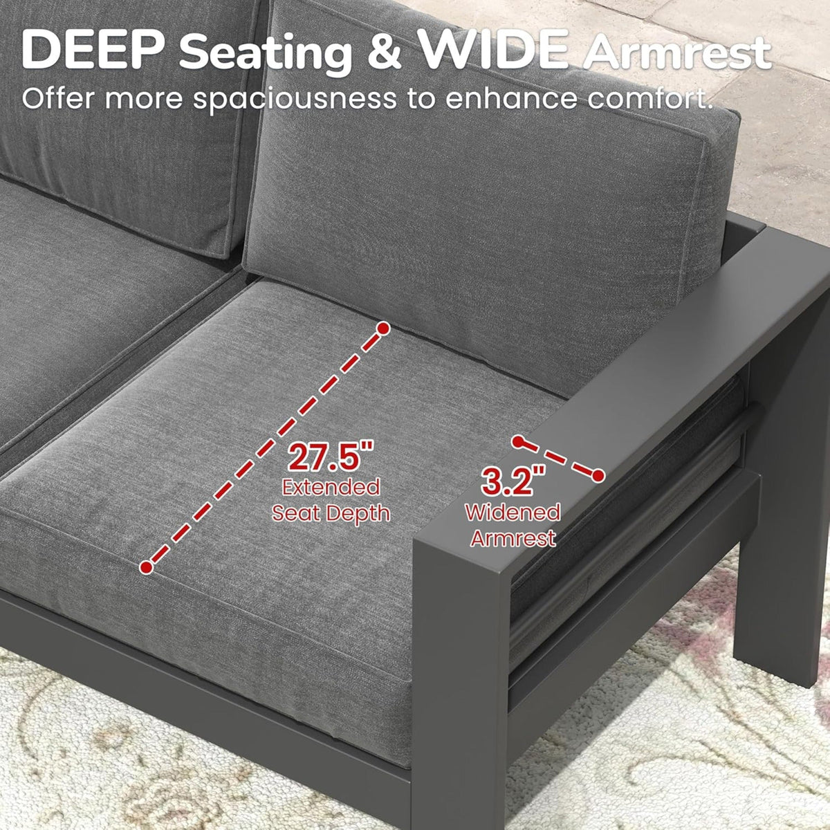 73" All-Weather Aluminum Patio Sofa