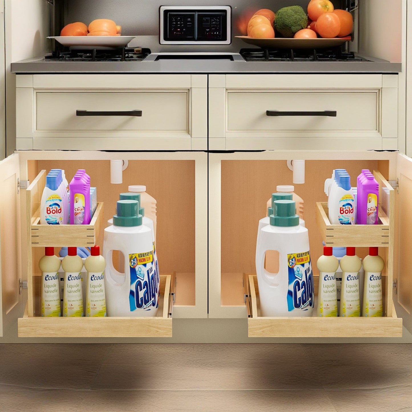 Under Sink Organizers and Storage - 2 Tier Pull Out Cabinet