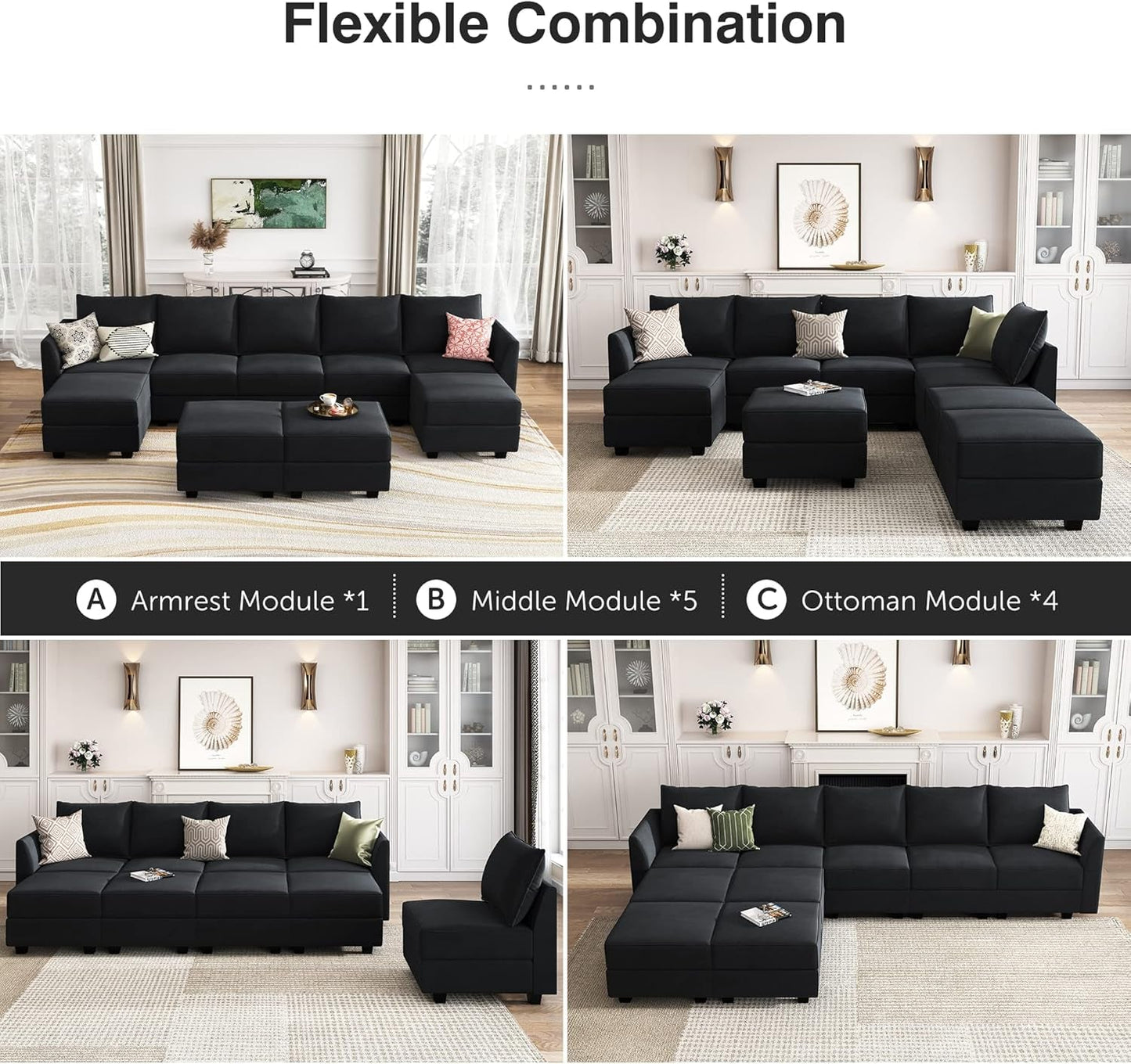 Premium Velvet Black Multifunctional Storage Ottoman