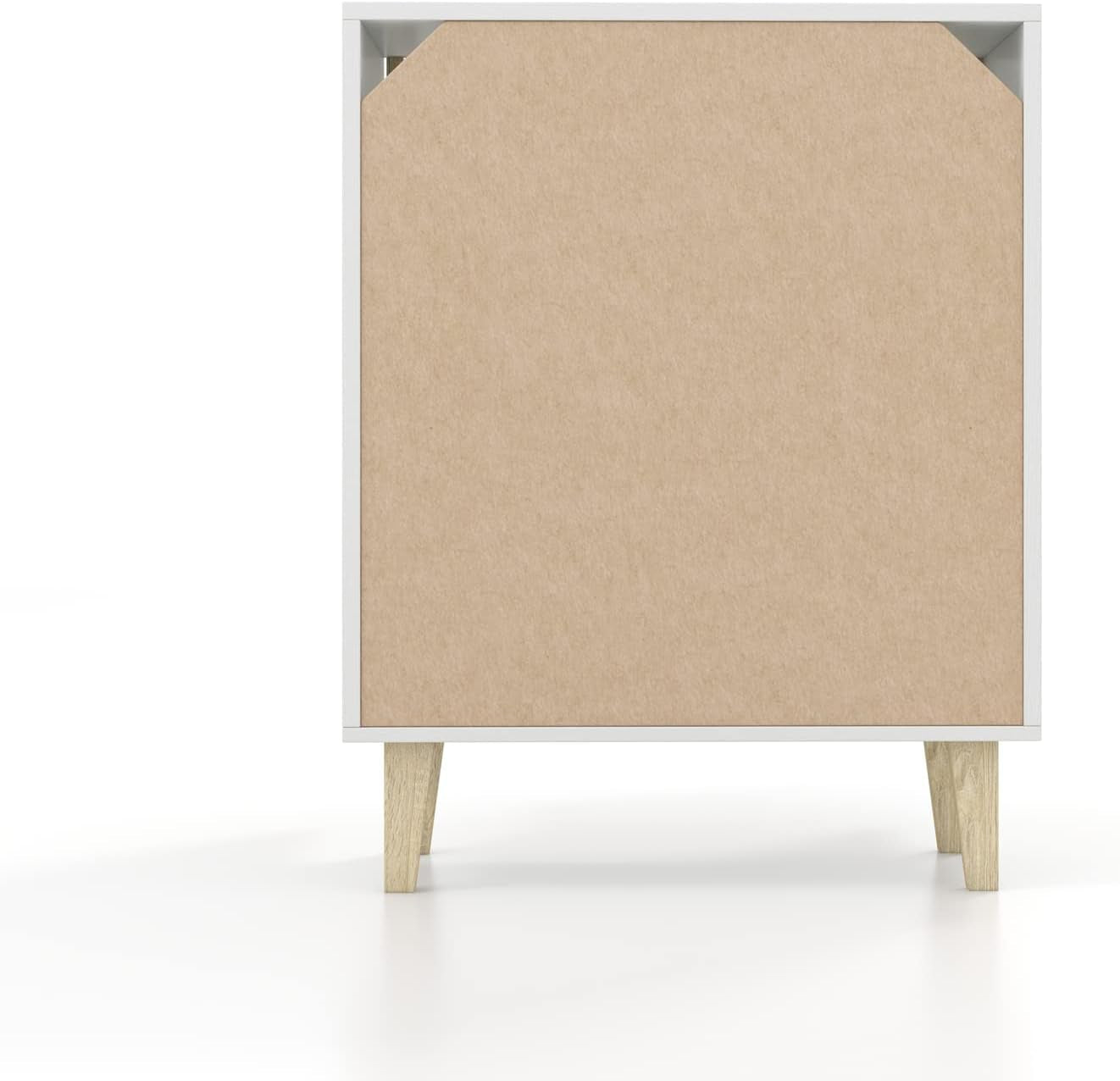 White Buffet Cabinet Sideboard With Rattan Doors Storage