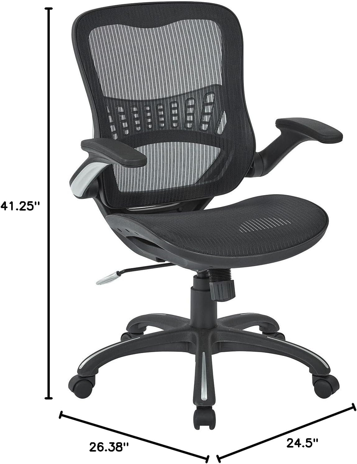 Office Star Ventilated Desk Chair With Breathable Mesh Seat Back Black Base