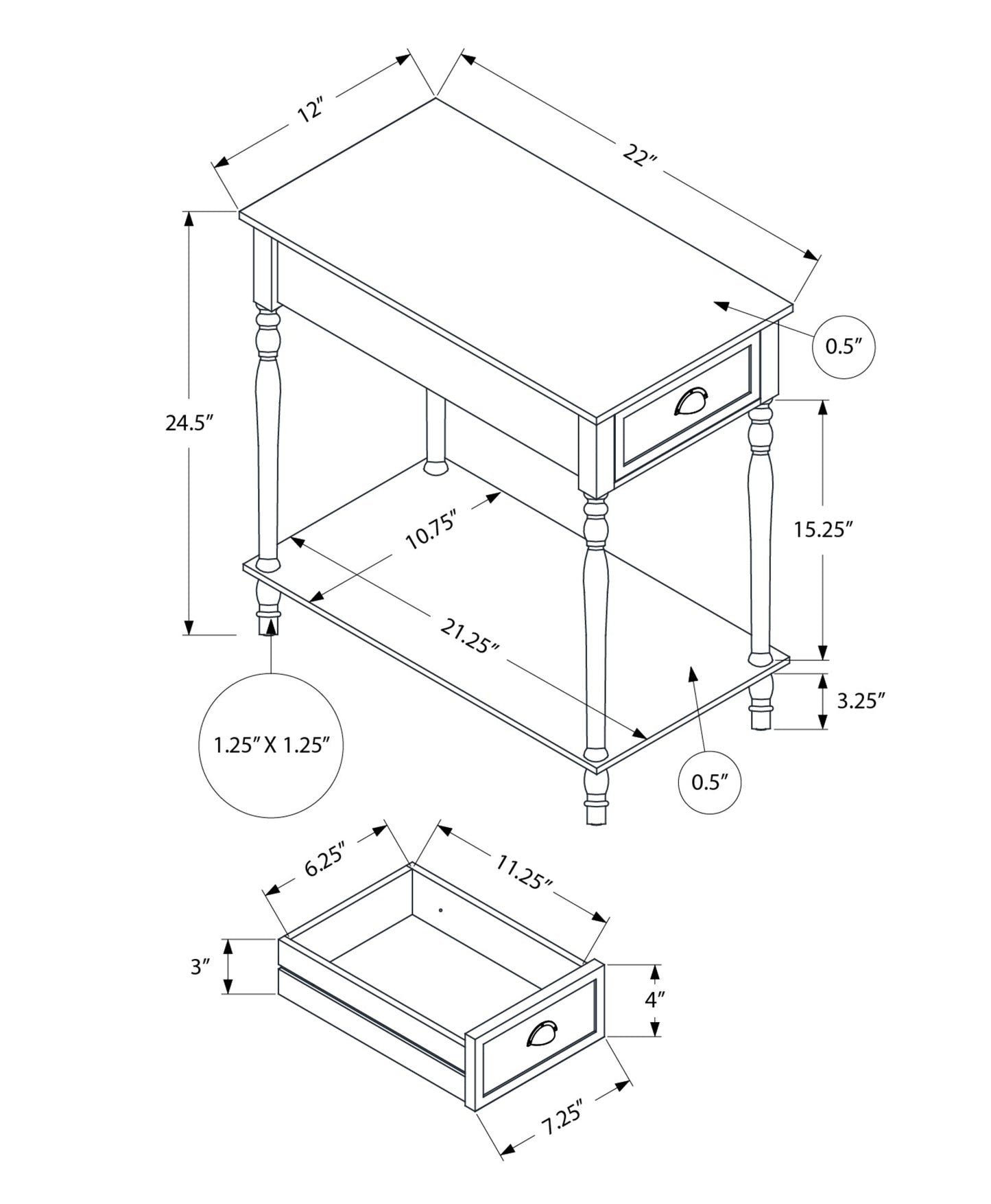 2 Tier Accent Table with Storage Drawer