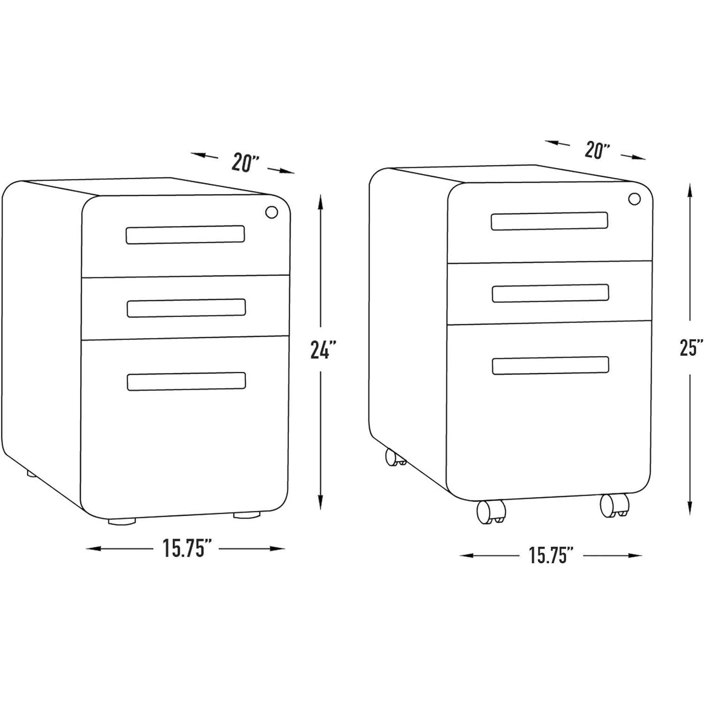White Filing Cabinet With Lock And Wheels For Office