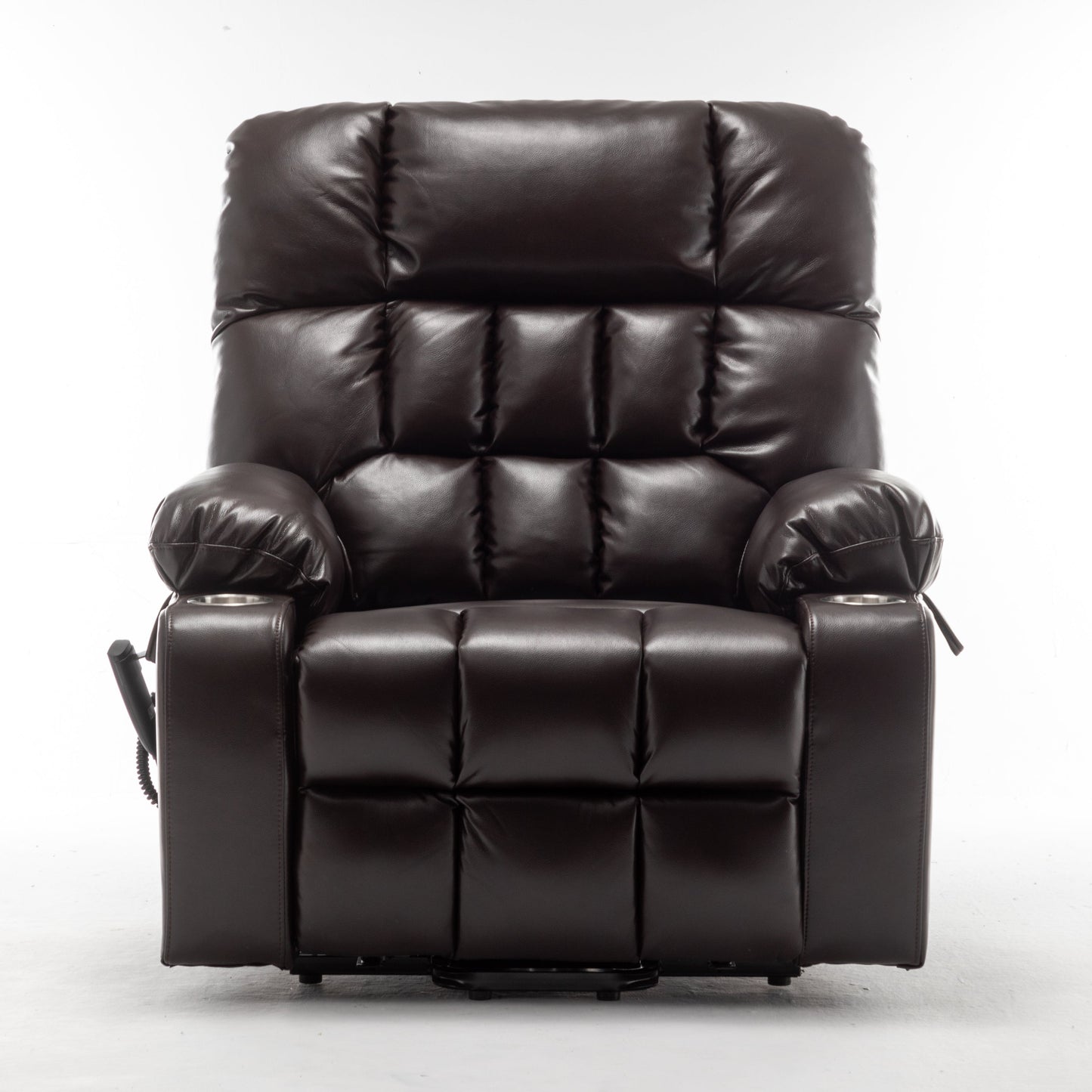 Lift Chair for Big and Tall Person with Inconvenient Legs: High Density Foam Lift Sofa with Heat and Massage, 2 Pockets, 2 Cup Holder, 2 Remote, OKIN Motor