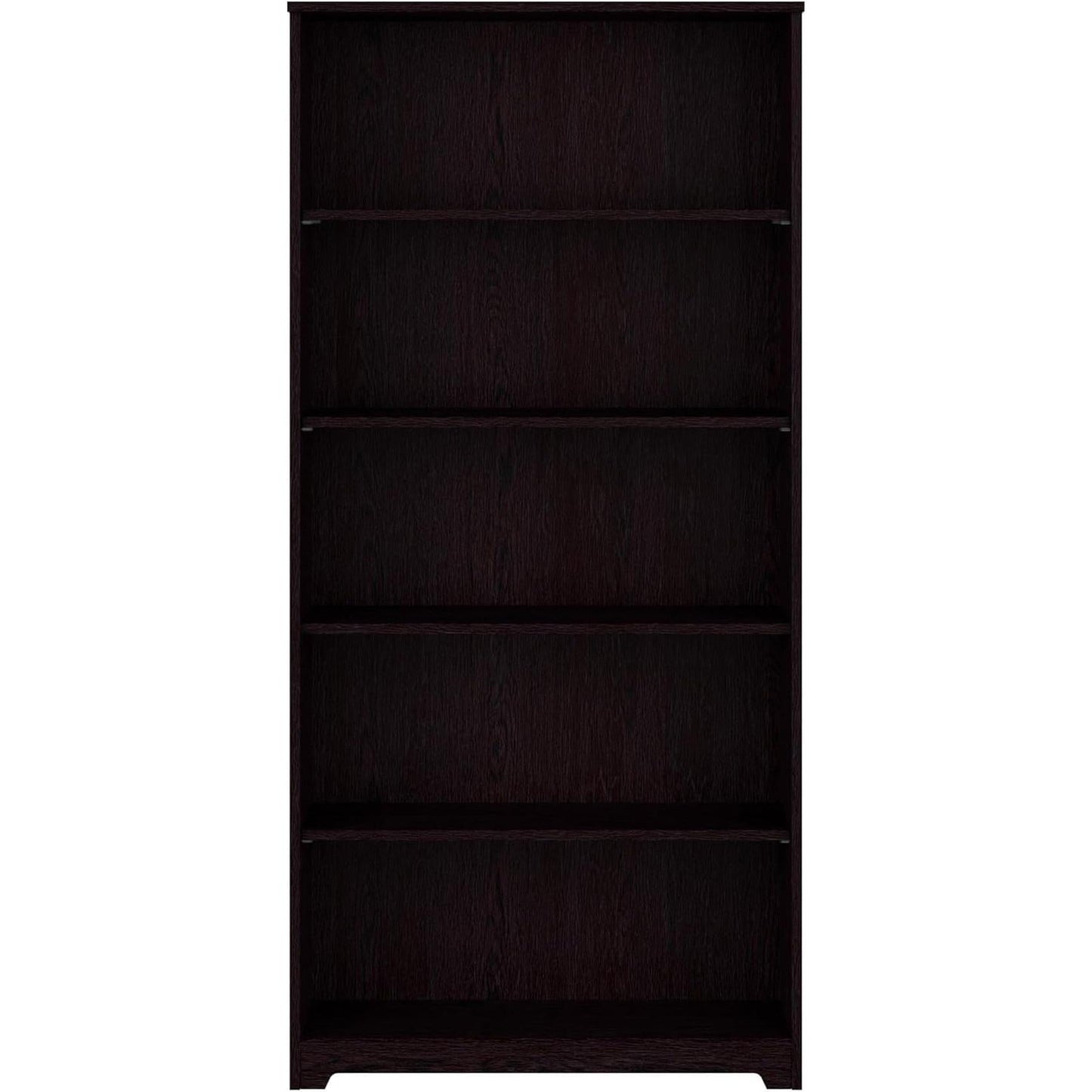 Tall Five Shelf Bookcase Espresso Oak For Living Room
