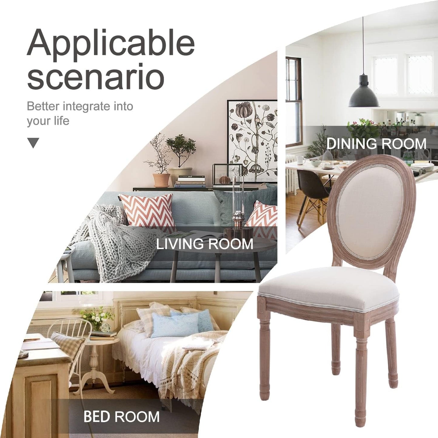 French Country Dining Chairs Set Of 4 With Carved Solid Wood Frames