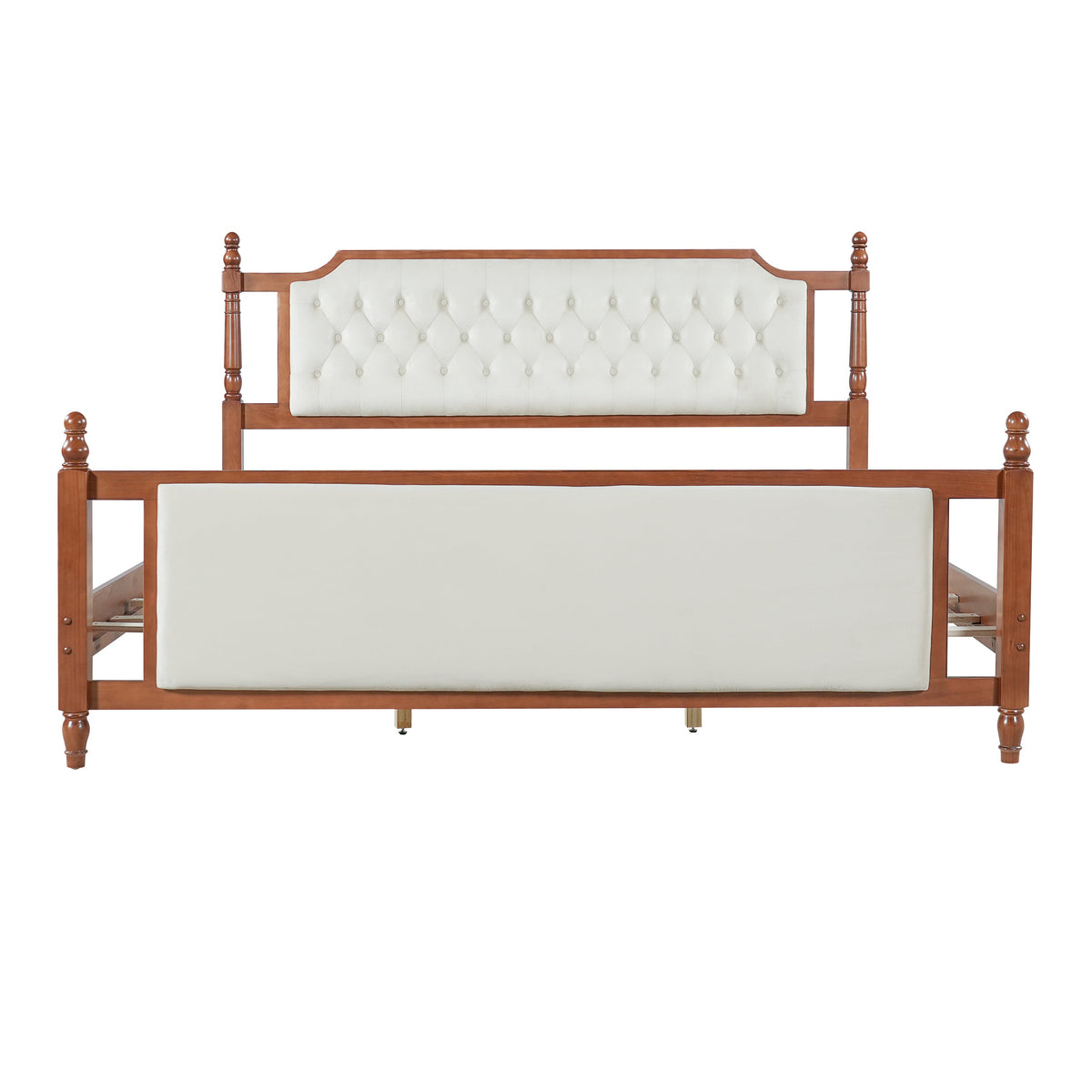 King Size Upholstered Platform Bed with Button Tufted Headboard