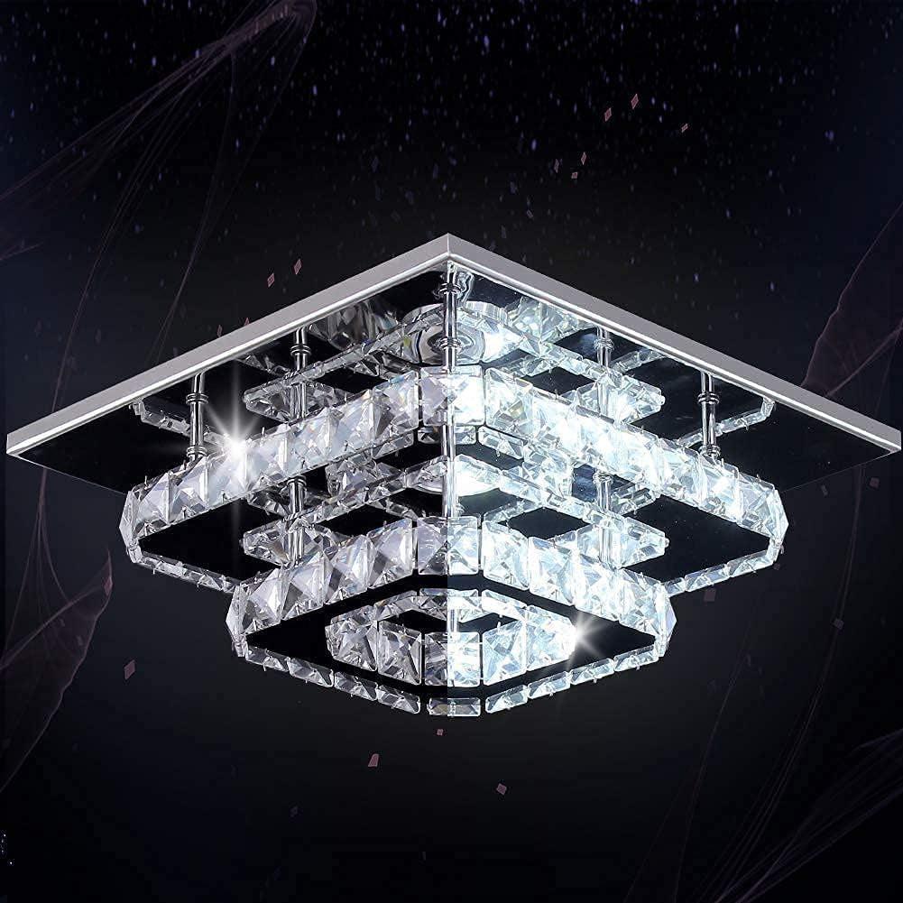 Crystal Square LED Ceiling Light Two Layer Flush Mount