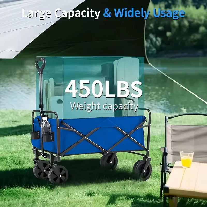Wagon Cart Foldable Heavy Duty Utility Cart for Groceries, Sports, Gardening, Shopping Portable Folding Cart Foldable Cat