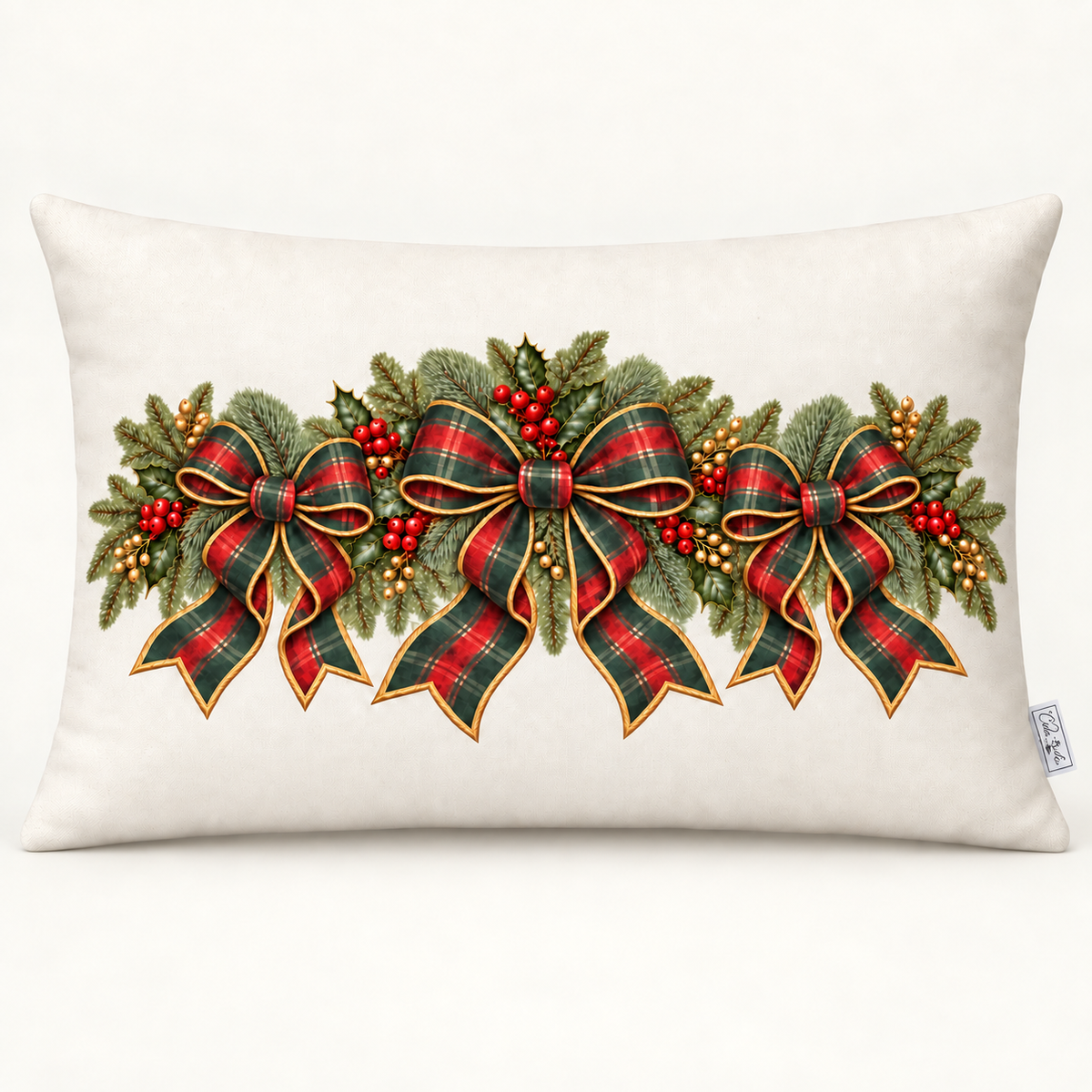 Tartan Bows Lumbar Pillow Cover — 12x20