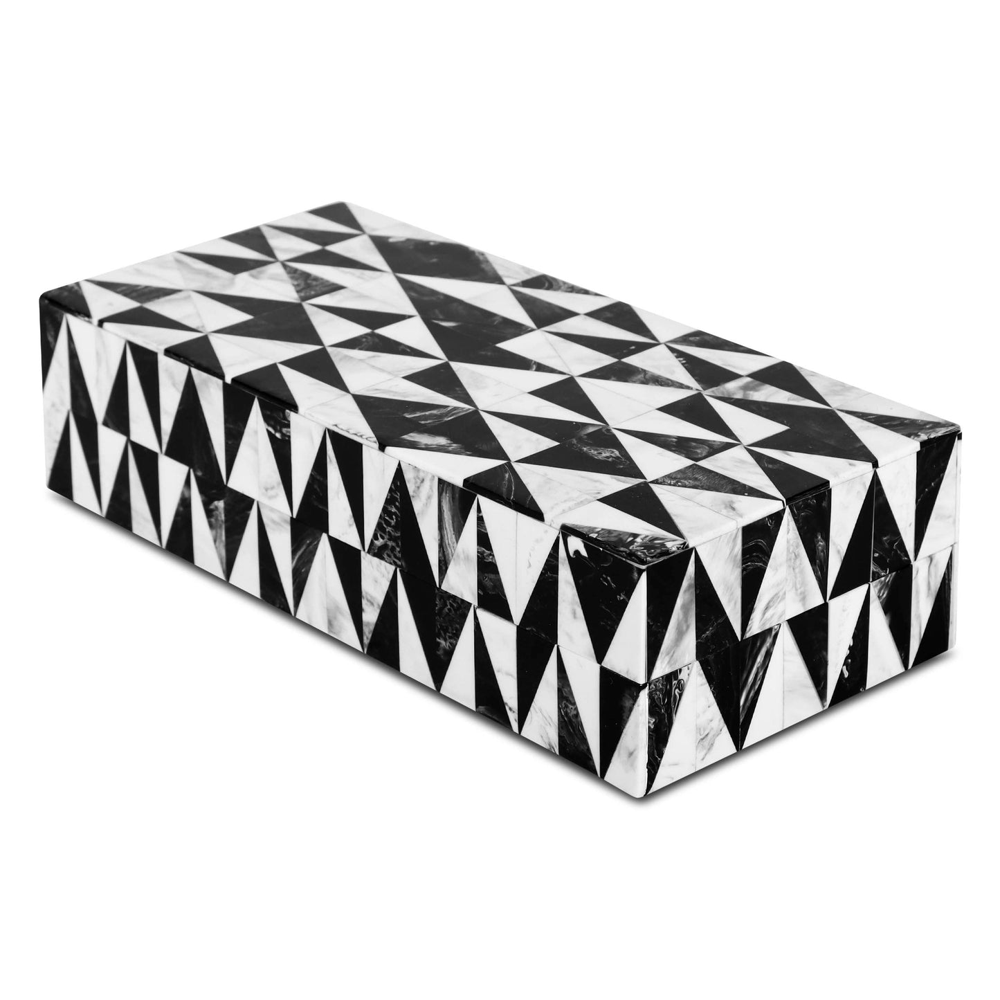 Medley Harlequin Pattern Decorative Storage Box, Resin Inlay in 7 Sizes, Black & White