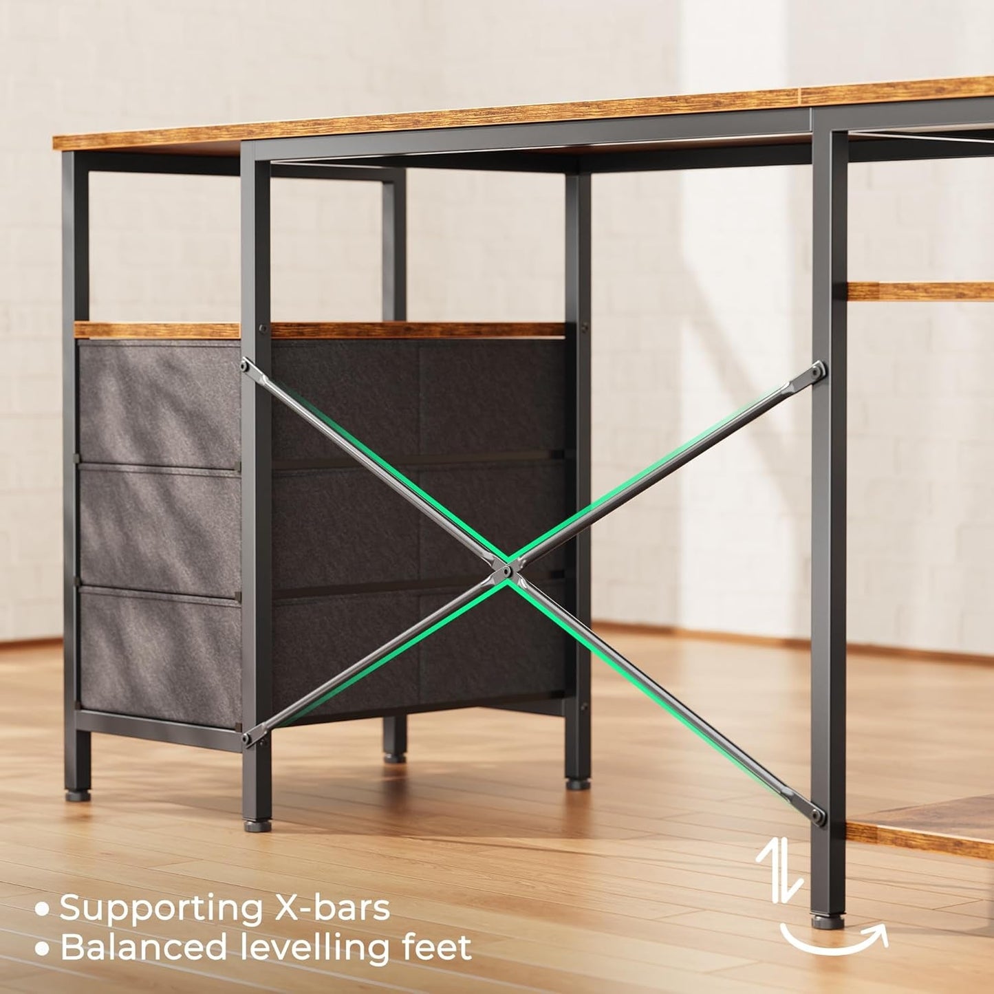 L Shaped Desk 47 Inch With Power Outlets For Home Office