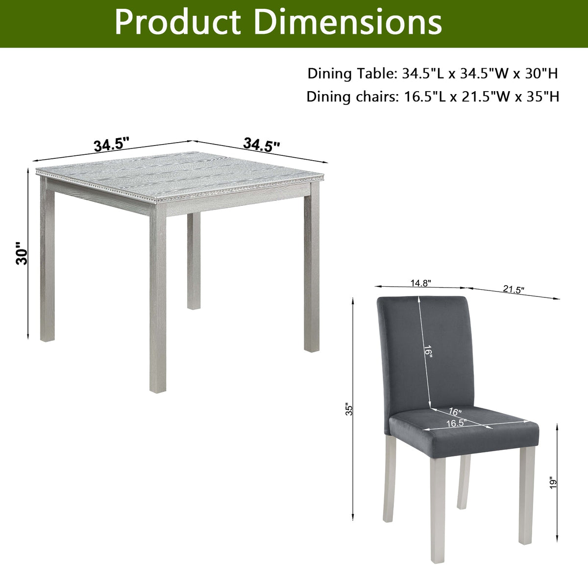 5 Piece Wooden Dining Table Set