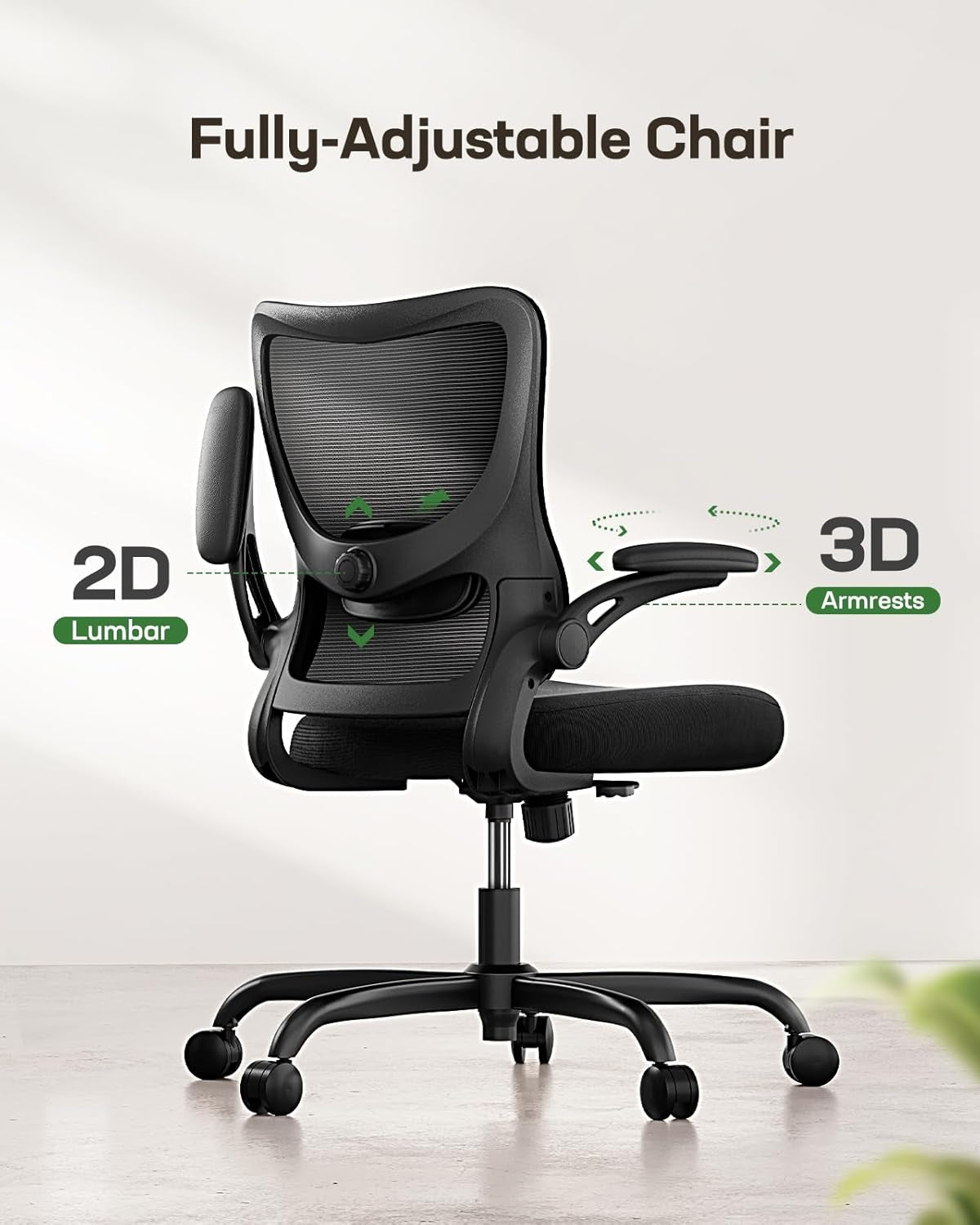Mesh Office Chair With Adjustable Armrests And Lumbar