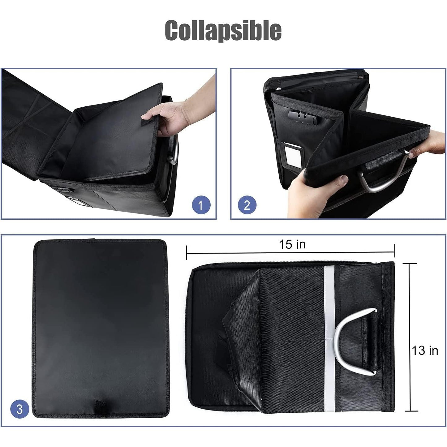 Portable Fireproof Document Storage Box 16.1x12.9x11 Inches