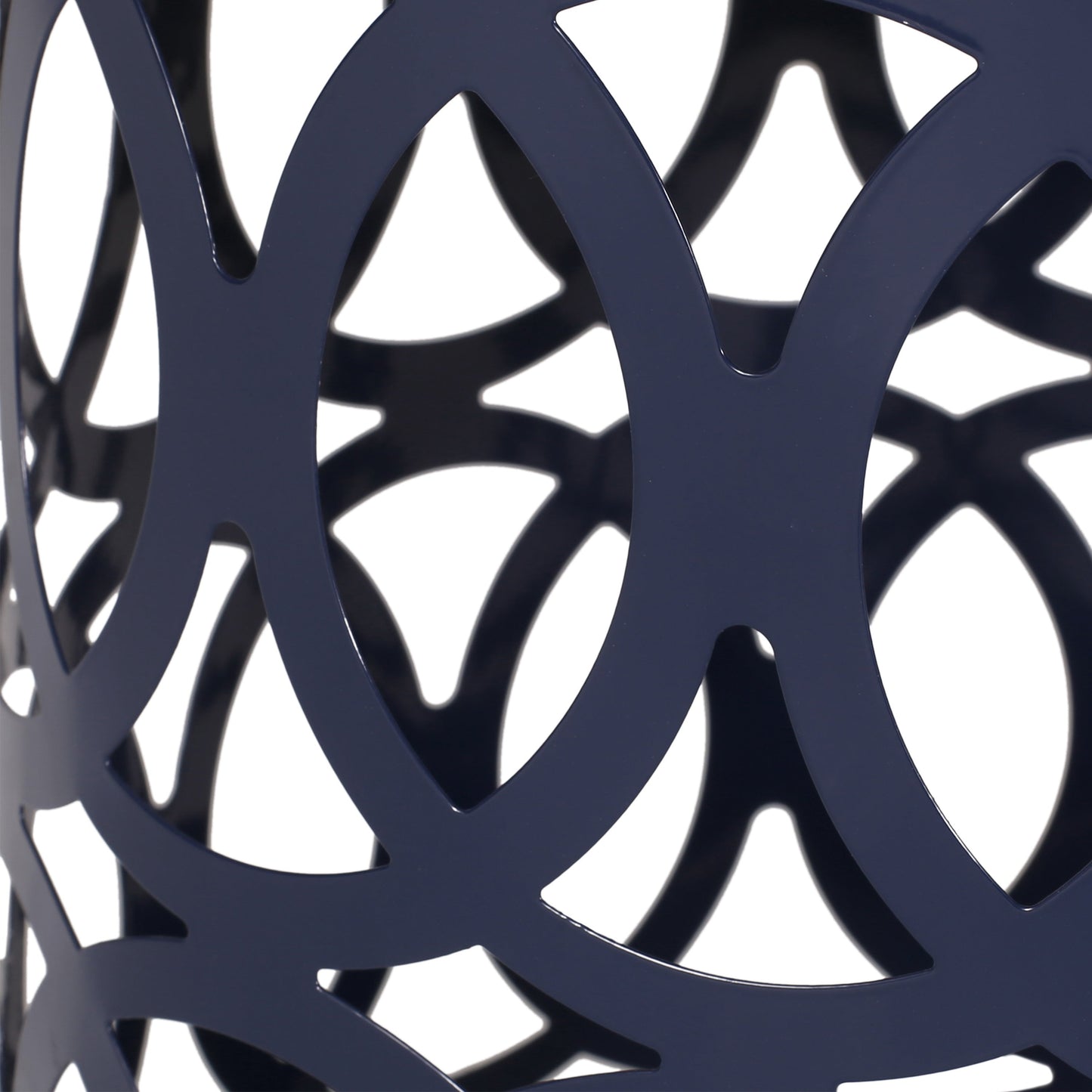 Contemporary Outdoor Metal End Table with Modern Design in Navy Blue Iron Material - Large Size