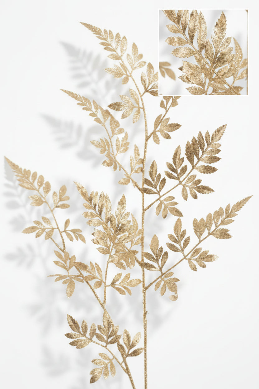38"Gold Metallic Fern Spray