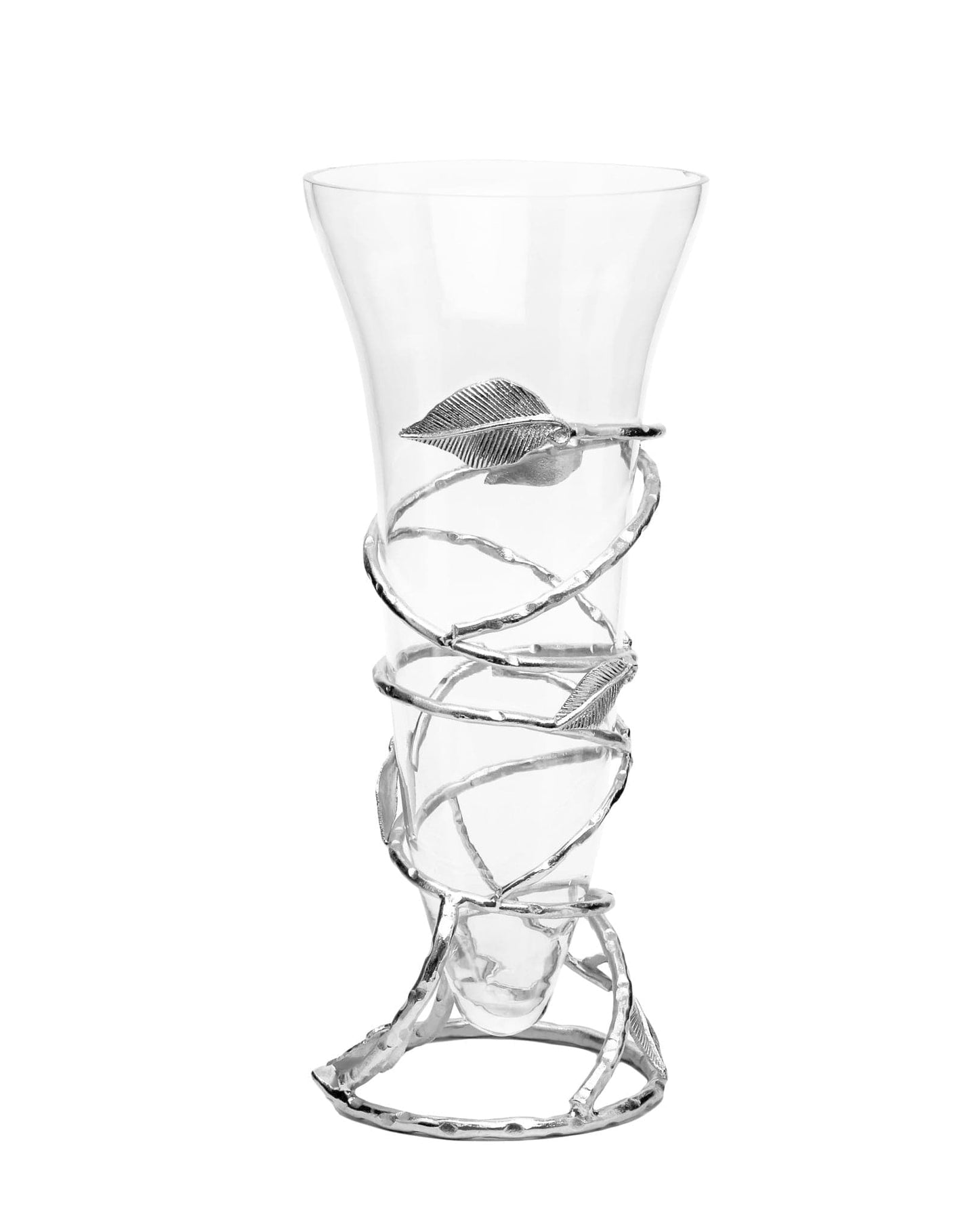 Glass Vase with Removable Silver Leaf Base