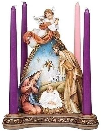Angel Over the Holy Family Advent Candle Holder