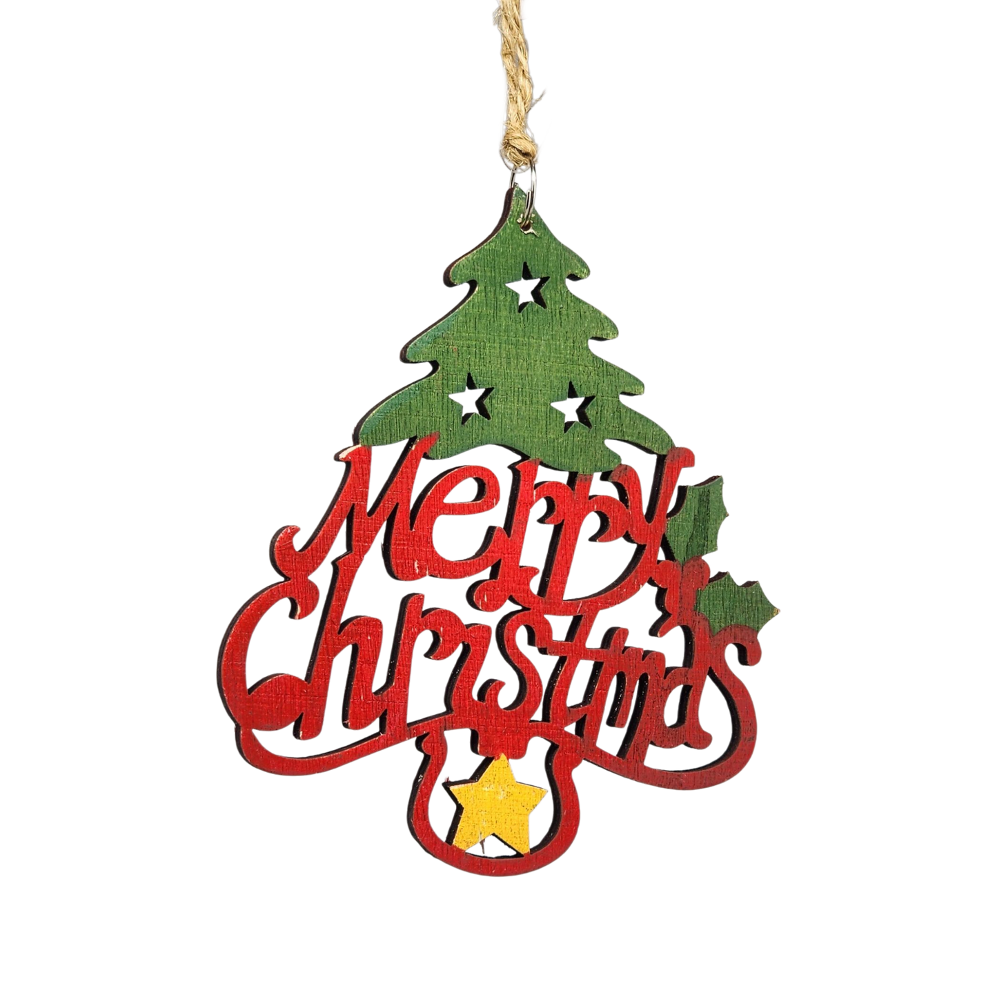 Laser Cut Wooden Ornament - Merry Christmas Tree