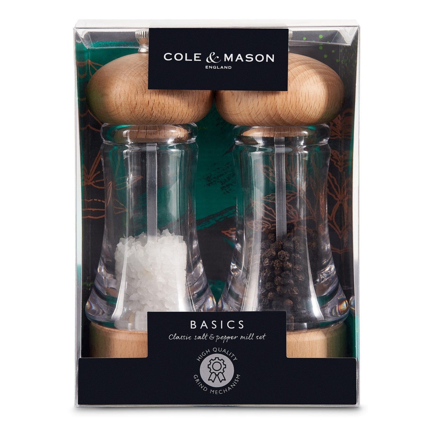 Cole & Mason Basics Beech Wood & Acrylic Salt & Pepper Mill Set