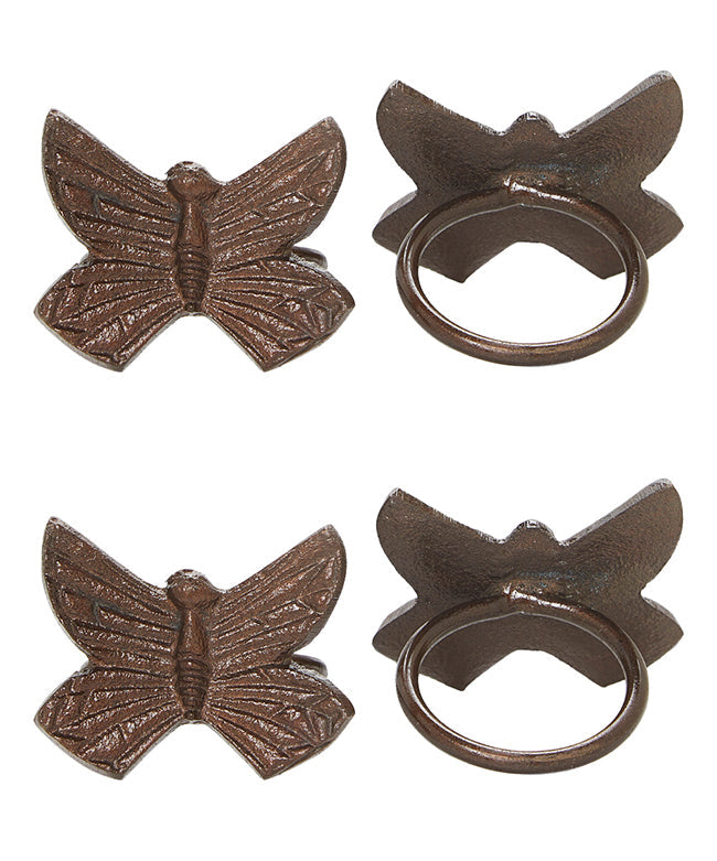 Vibhsa Butterfly Antique Napkin Rings Set of 4