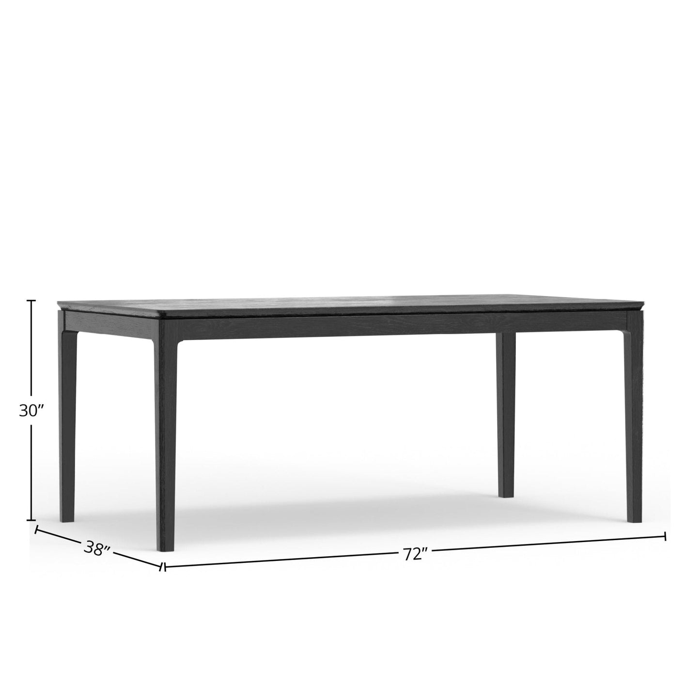 Cove Rectangular Dining Table in Vintage Black, dimensions 30x38x72 inches, durable mindy solids and veneer craftsmanship.