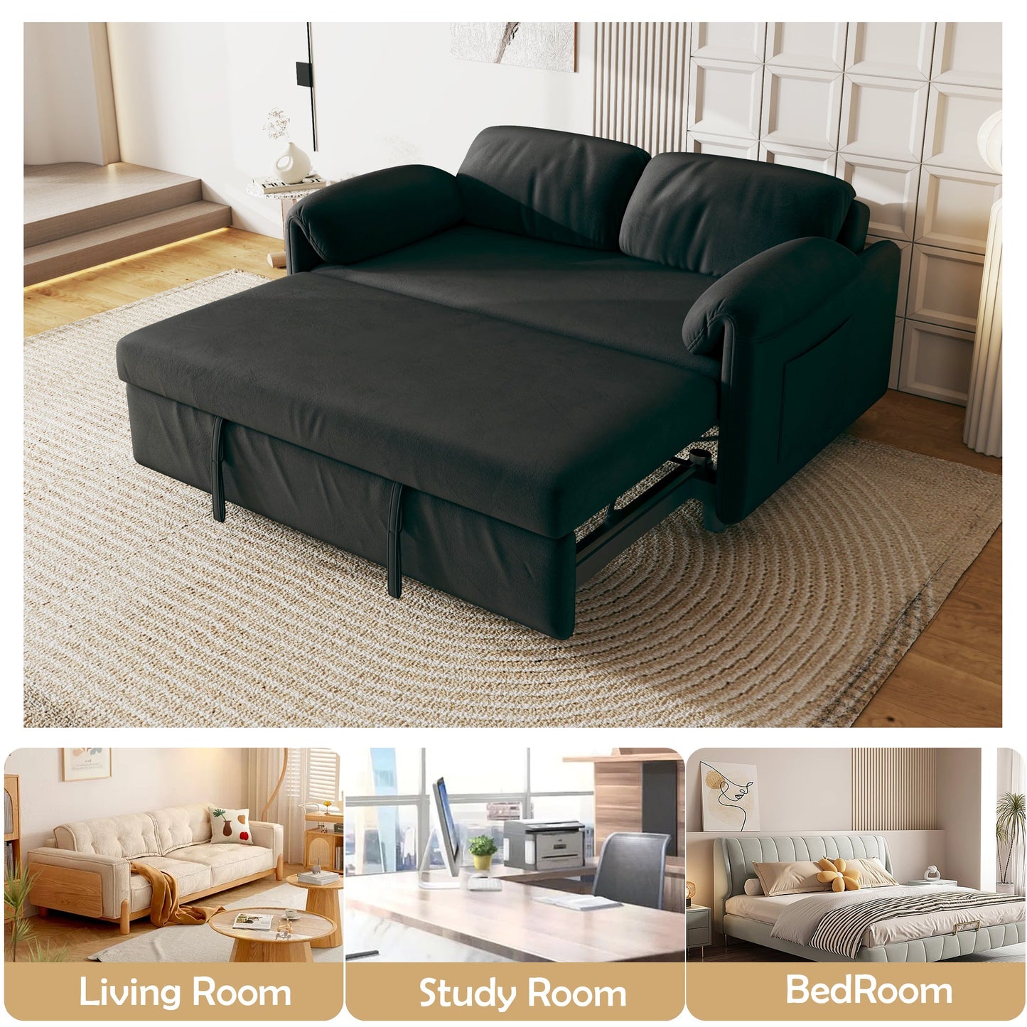 54-Inch Velvet Sofa Bed with Dual Purpose - Stylish & Functional