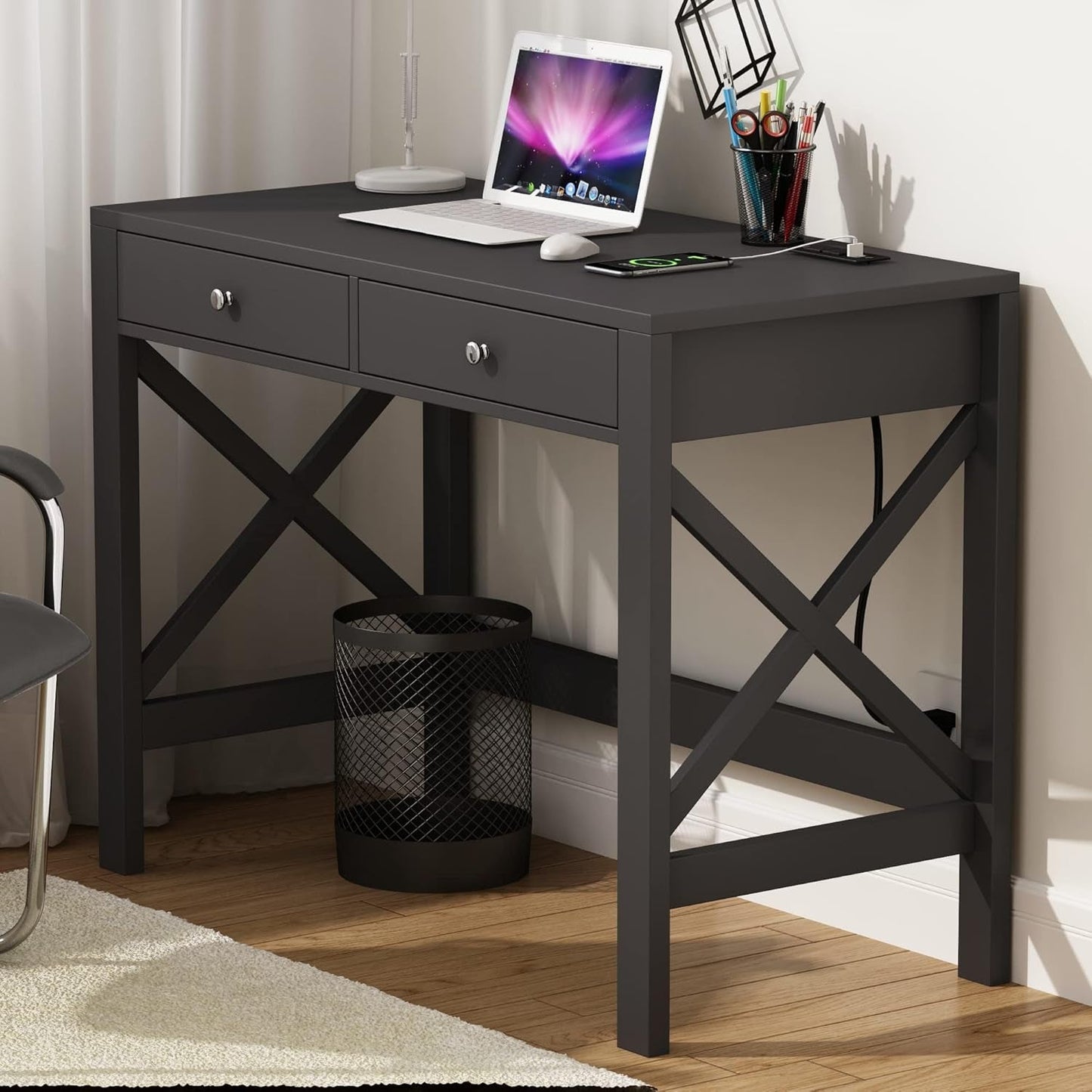 39 Inch Computer Desk With USB Ports For Home Office