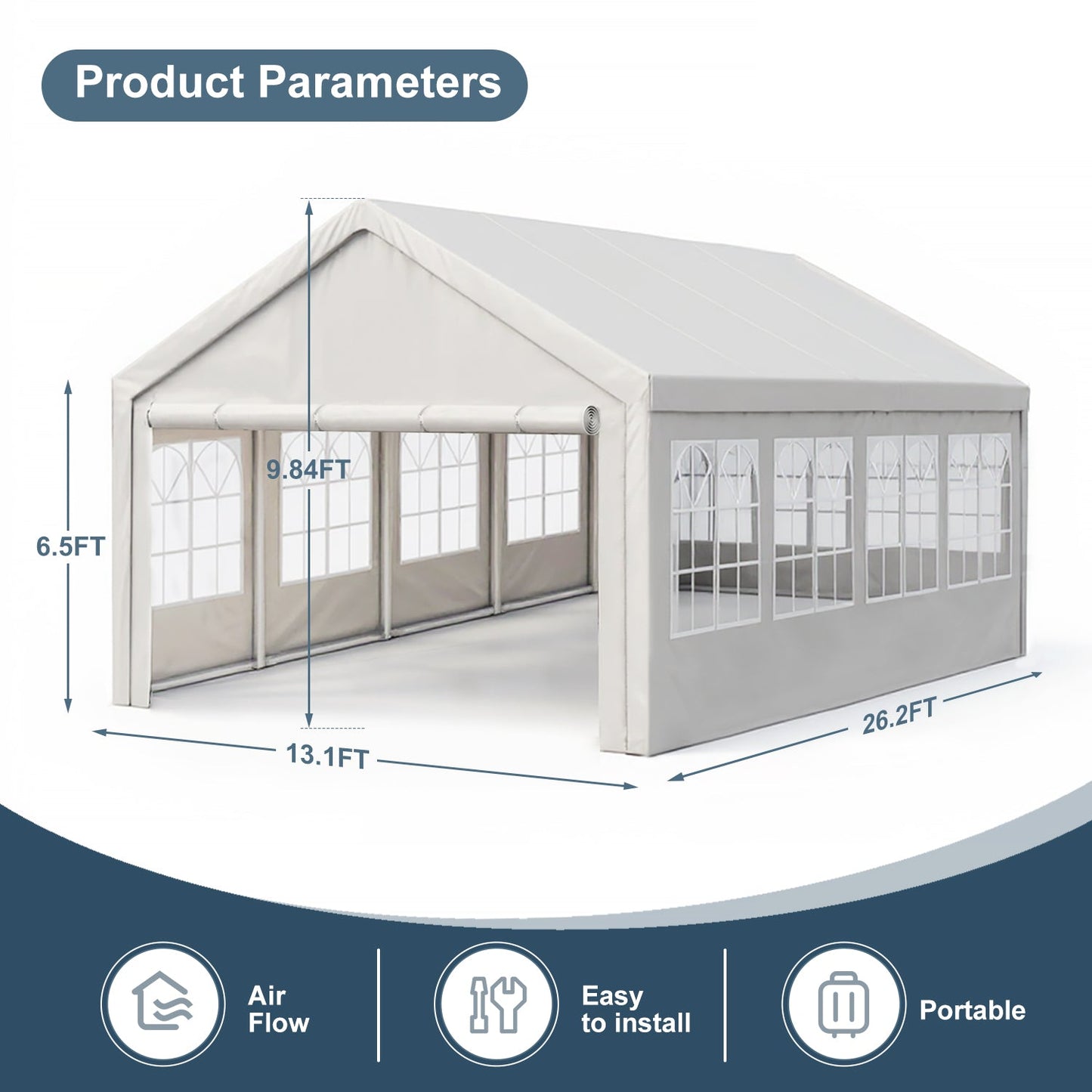 13'x26' Carport Car Canopy Party Tent Outdoor Gazebo