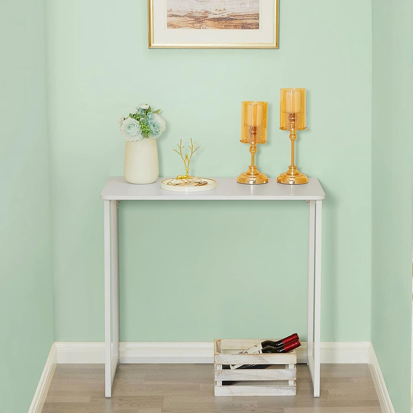 31.5 Inch Folding Desk White For Small Spaces Home Office