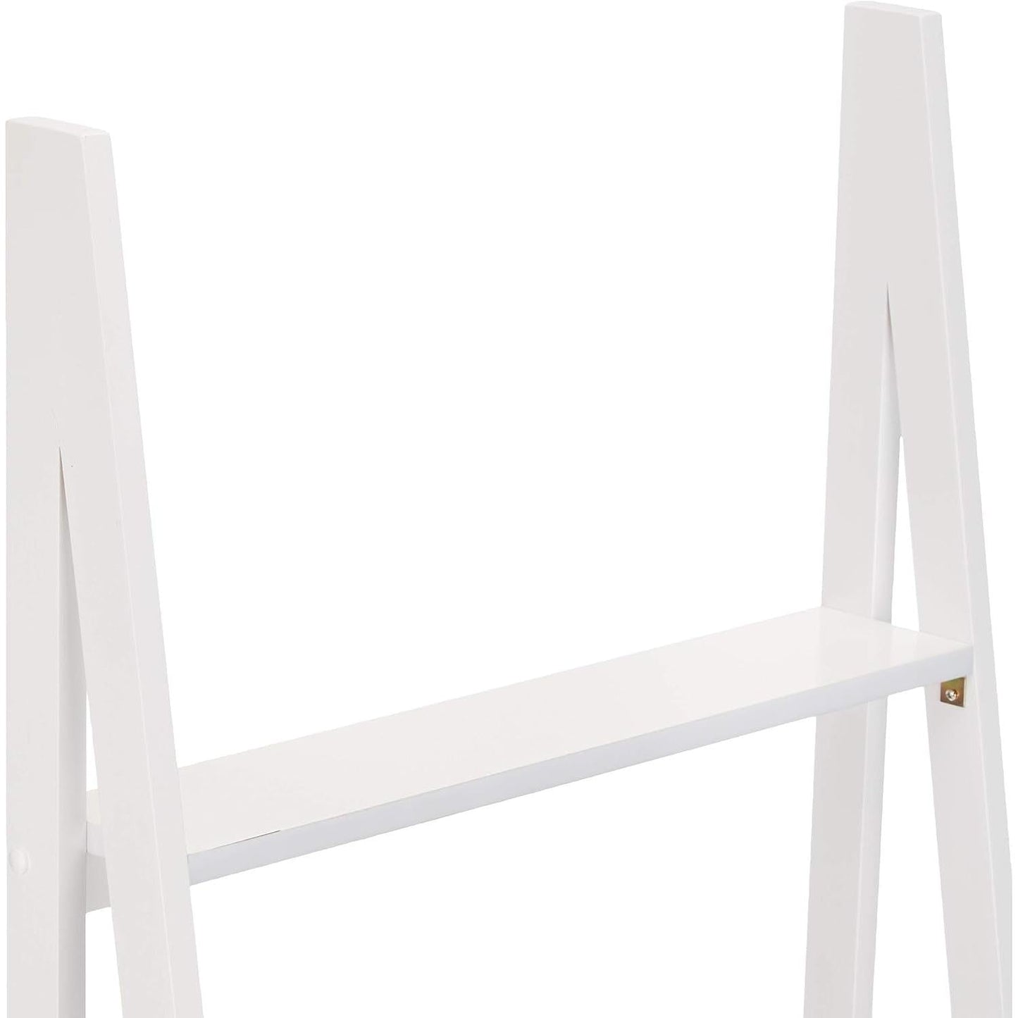 Five Tier Ladder Bookshelf Organizer In White Rubberwood 70 Inch Tall