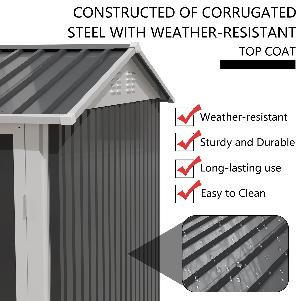 9x6 FT Metal Garden Shed for Patio and Backyard Storage
