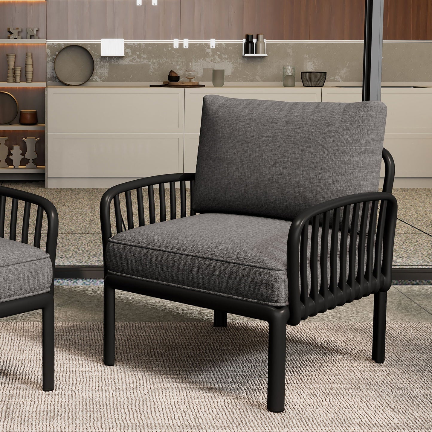 Outdoor Patio Club Chair with Waterproof Thick Cushion